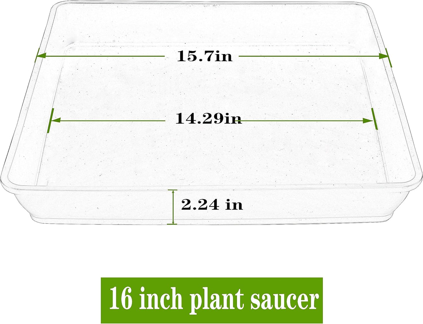 Square Plant Saucer 16 Inch 4 Pack, Heavy Plastic Plant Saucer,Deep Heavy Duty Plant Pot Saucers, Planters for Indoors and Outdoors Plants, Garden Large Plant Trays for Pots.