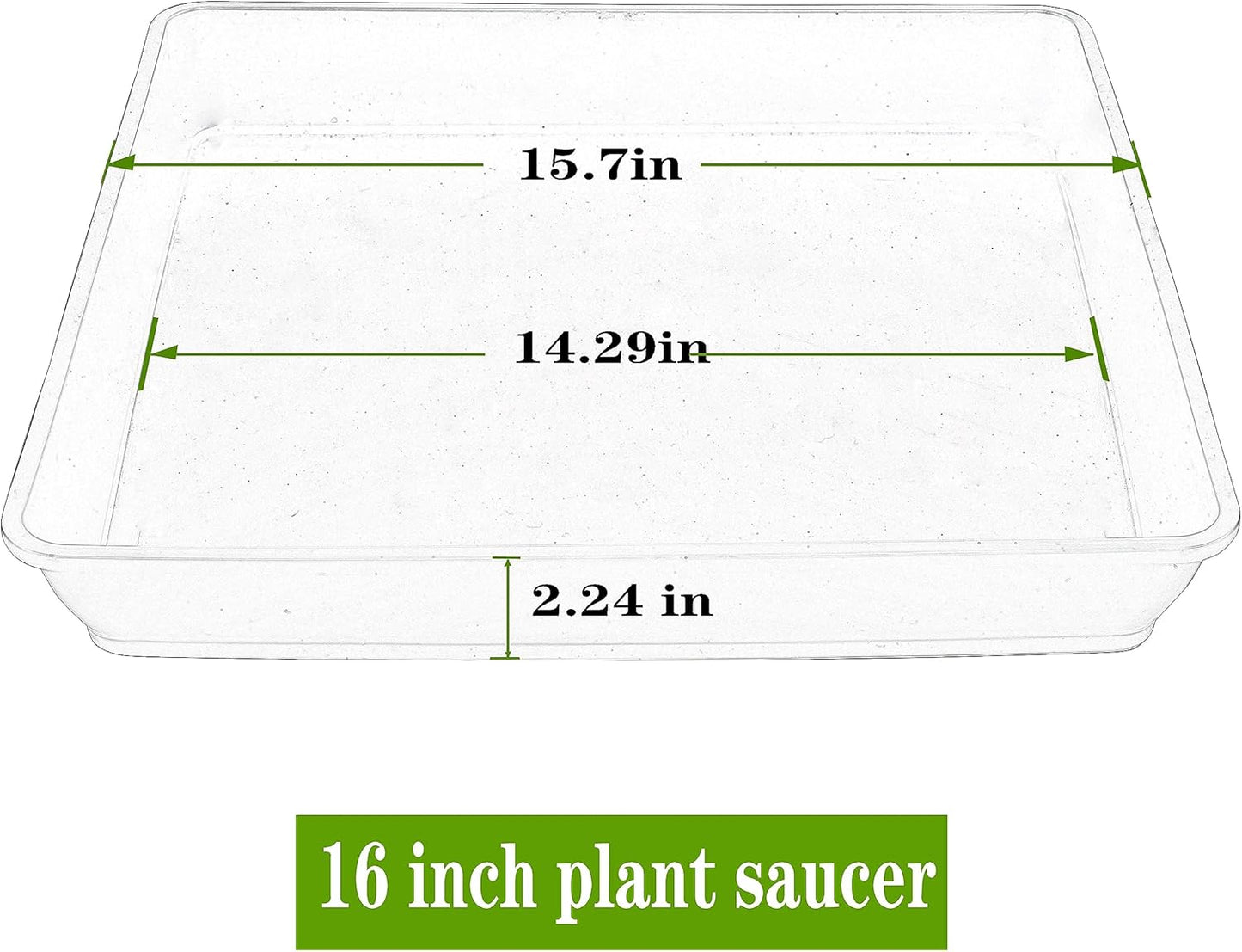 2 Pack Square Plant Saucer 16 Inch, Duty Plastic Plant Saucer, Heavy Duty Plant Pot Saucers, Planters for Indoors and Outdoors Plants，Large Deep Plant Trays for Pots.