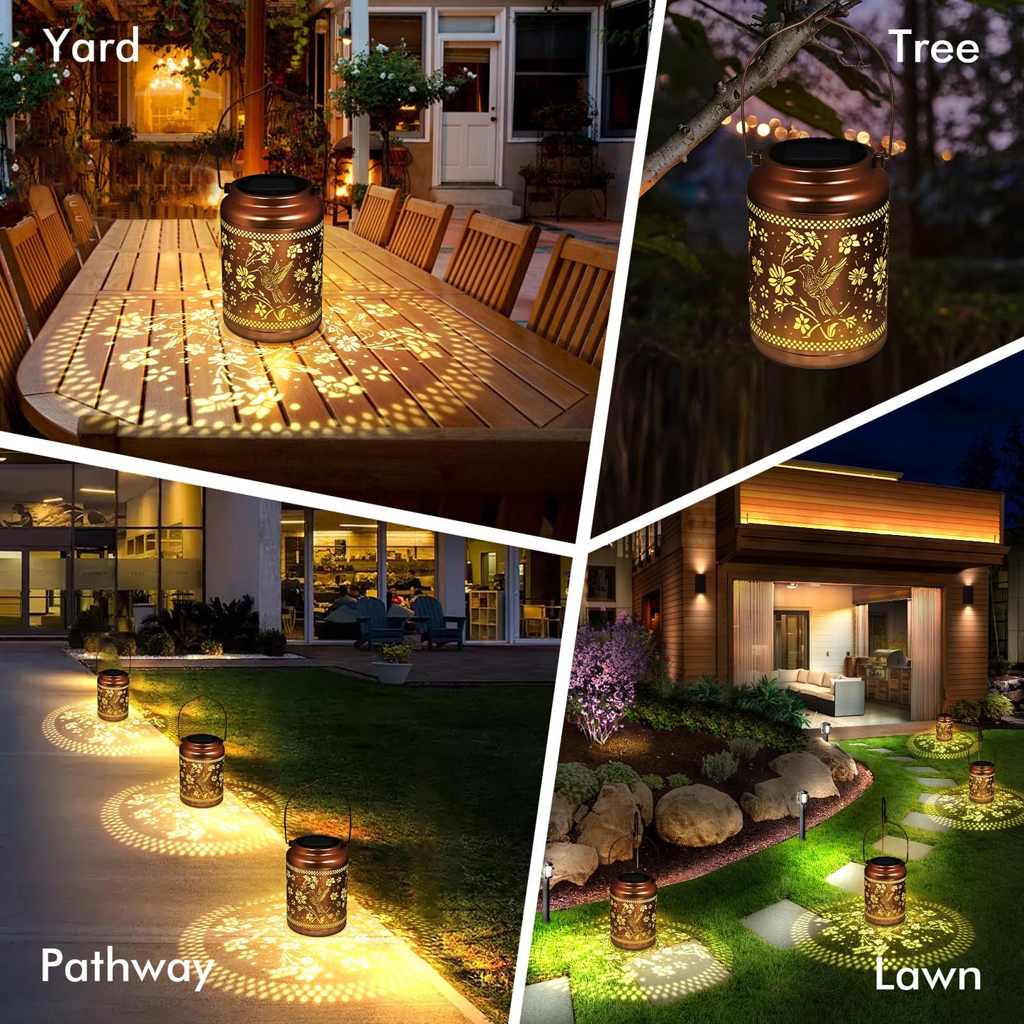 Solar Lanterns Outdoor Garden Decor- Hummingbird Solar Lights Waterproof Decorative Gifts For Women Mom Grandma Hanging Hummingbird Lights Gardening Gift For Outside For Yard  Patio  Backyard  Farm
