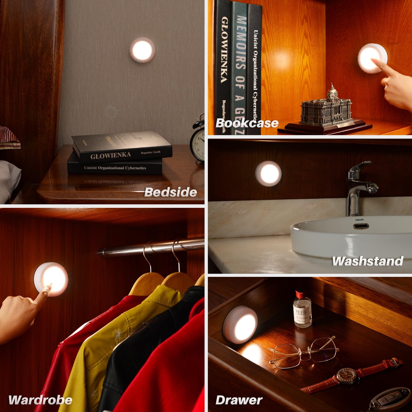 Star-Spangled 4 Pack 3.1  Dimmable Push Tap Lights  Stick On Led Touch Puck Lights Aa Battery Operated  3 Color Modes Sticky Button Lamps For Classroom  Kitchen  Under Cabinet  Closet
