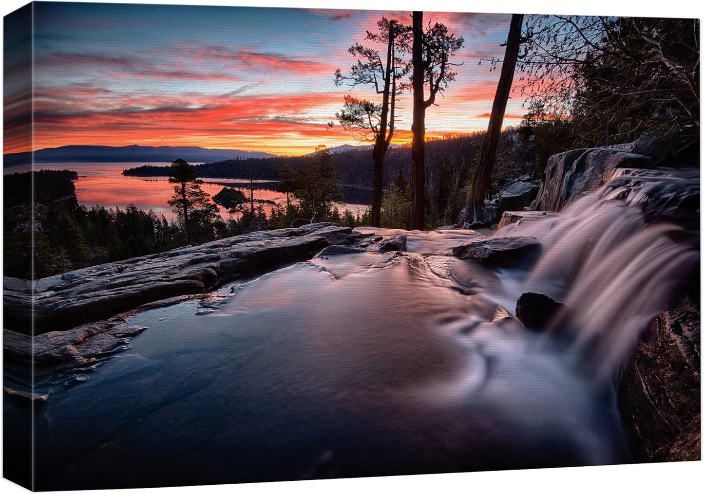 wall26 Canvas Print Wall Art Water Rushes Over Lake at Sunset Nature Wilderness Photography Modern Rustic Scenic Relax/Calm Multicolor Colorful for Living Room, Bedroom, Office - 12"x18"
