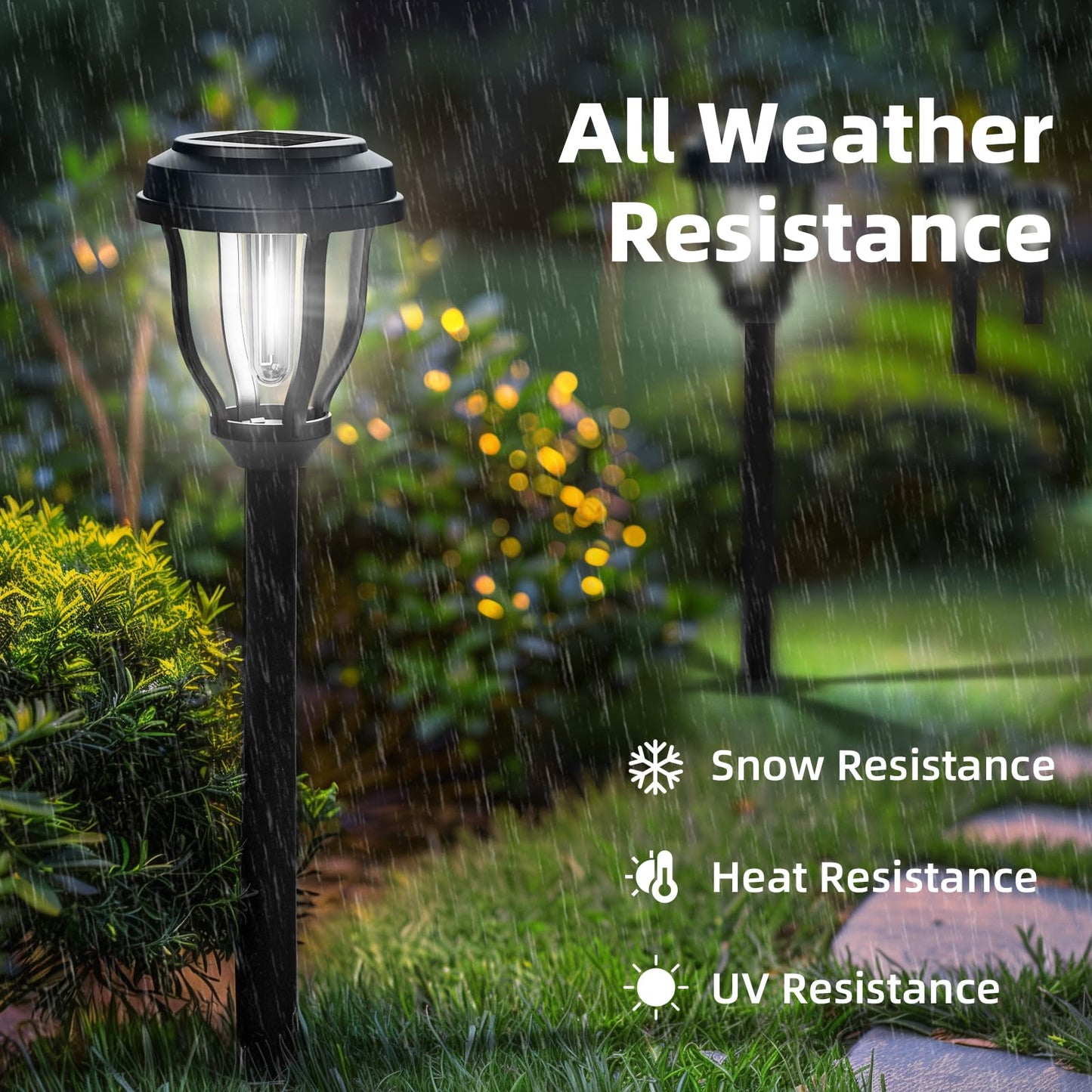 DERAYSION Solar Pathway Lights, 12 Pack, Auto On/Off, Waterproof, Cold White, Model B90H