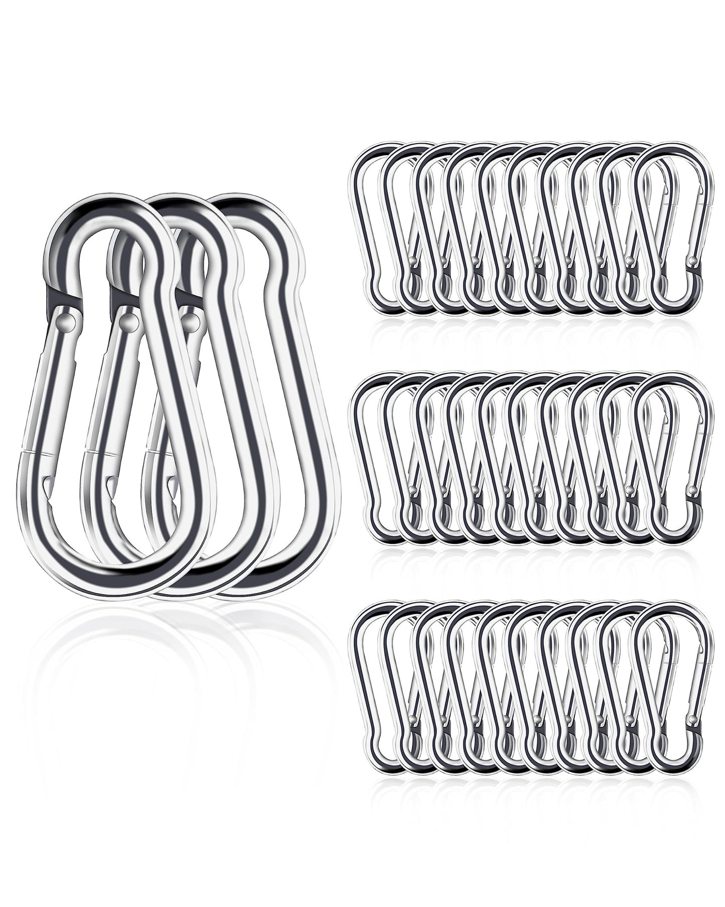 Small Carabiner Clip, 30pcs 1.57inch Mini Carabiners Clips, M4 Stainless Steel Spring Snap Hook Heavy Duty, Locking Carribenares for Climbing Hiking Camping Fishing