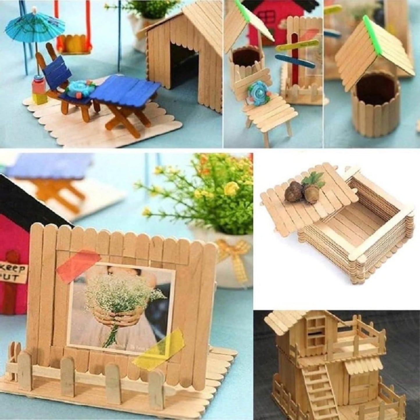 Jumbo 6 Inch Wooden Multi-Purpose Popsicle Sticks,Craft, Ice Cream, Wax, Waxing, Tongue Depressor Wood Sticks [1000 Count]