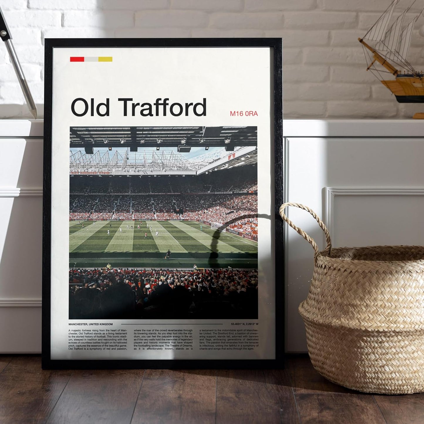 Old Trafford Stadium Poster Wall Art Canvas Print (Stadium, L24xW16, Unframed)