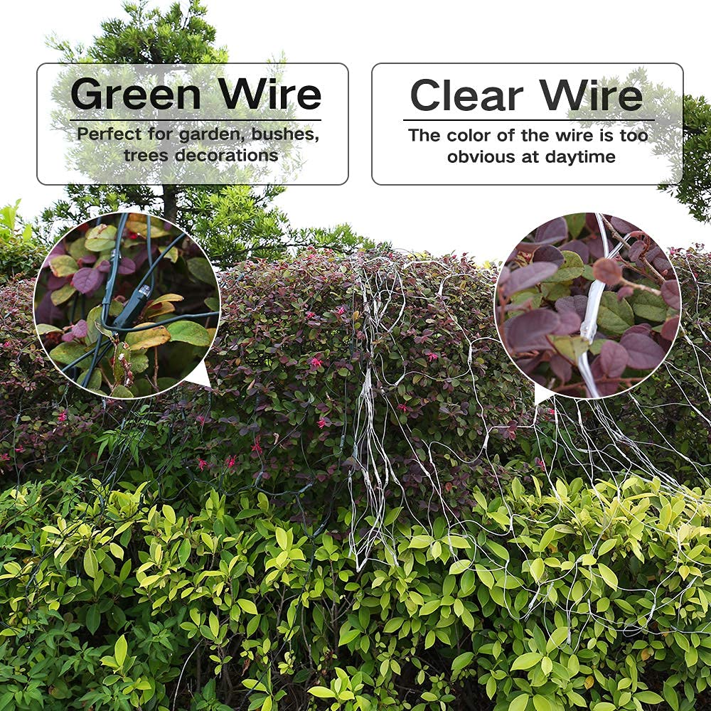 Lomotech 12Ft X 5Ft 360 Led Christmas Net Lights, Waterproof, 8 Modes, Green Wire, White