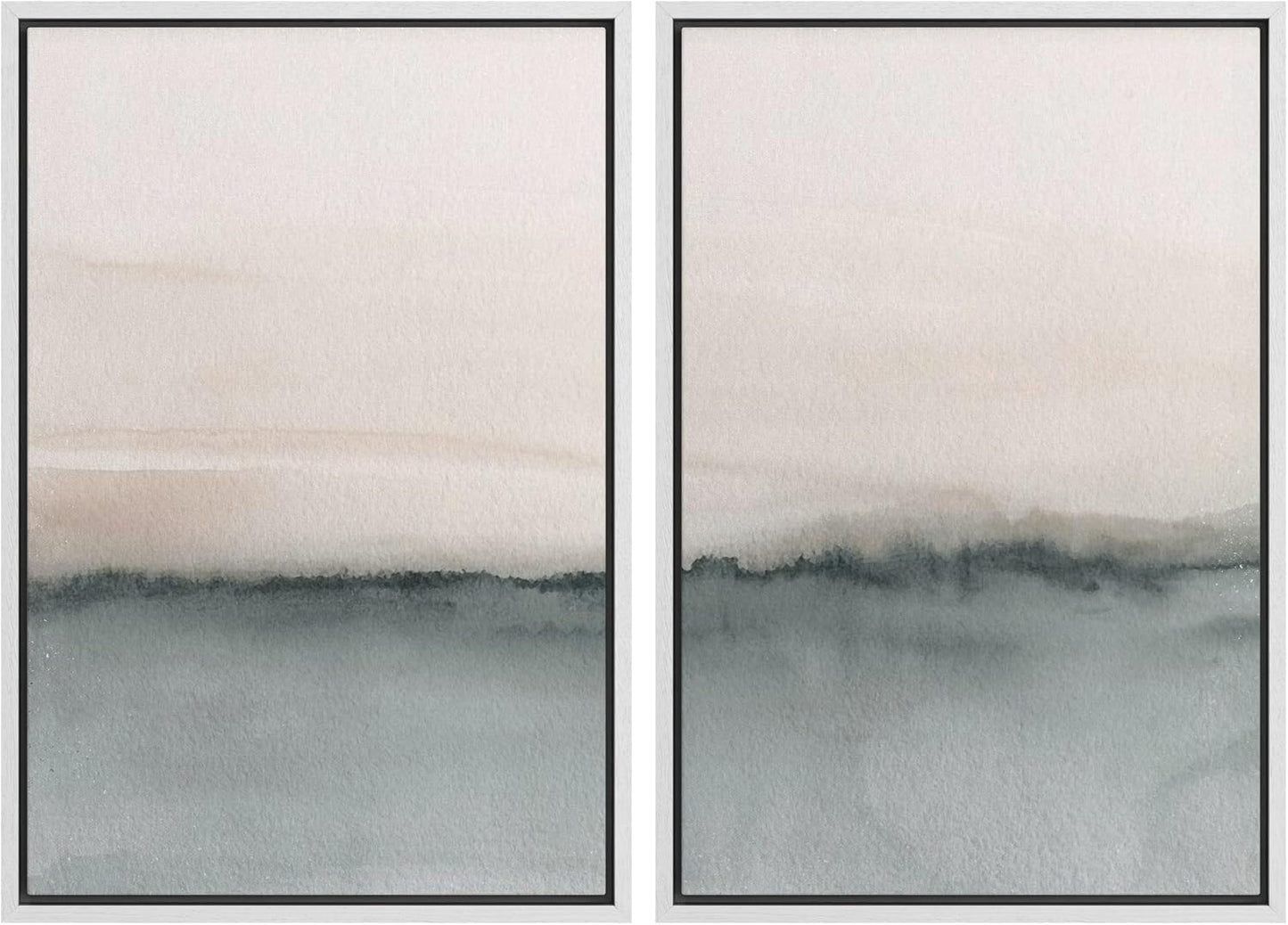 SIGNWIN Framed Canvas Print Wall Art Set Duotone Gray Pastel Landscape Abstract Shapes Illustration Modern Art Decorative Nordic Chic Relax/Zen for Living Room, Bedroom, Office - 16"x24"x2 White
