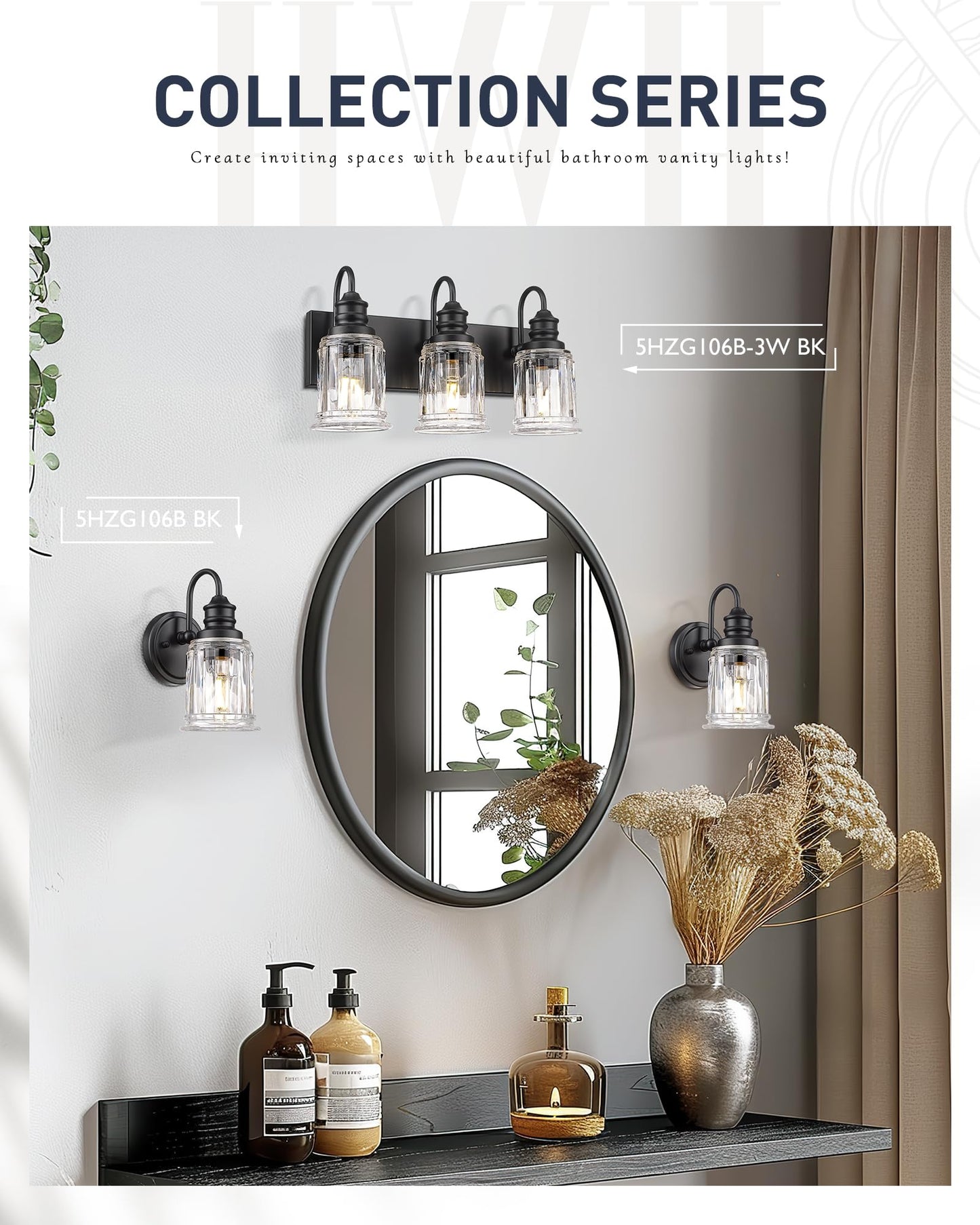 Black Wall Sconces  Hwh Rustic Industrial Wall Lamps  1-Light Sconces Wall Lighting With Bell-Shaped Clear Glass  Bathroom Vanity Light Fixture For Bedroom Living Room Kitchen  5Hzg106B Bk