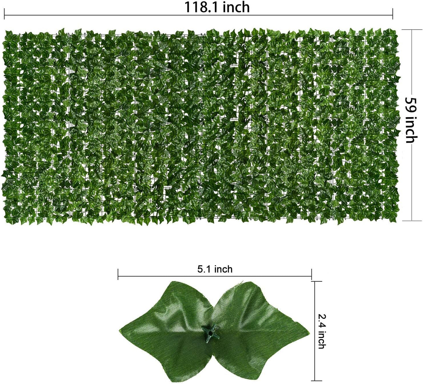 DearHouse Artificial Ivy Privacy Fence, 118x59in Artificial Hedges Fence and Faux Ivy Vine Leaf Decoration for Outdoor Garden Decor