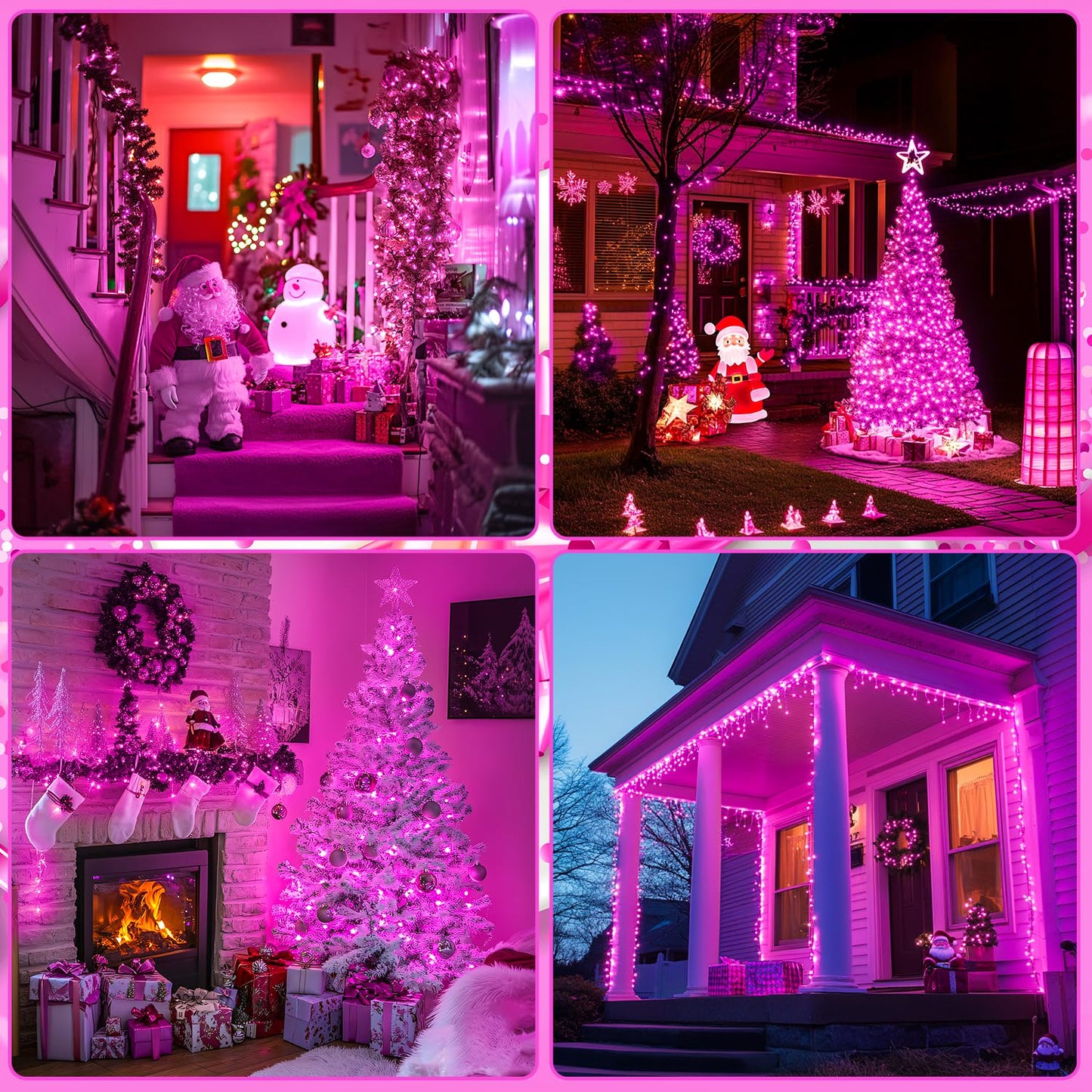 Jmexsuss 33Ft Pink Led Fairy String Lights, Battery Operated, 100 Lights, 8 Modes, Waterproof For ValentineS Day Indoor/Outdoor Decor