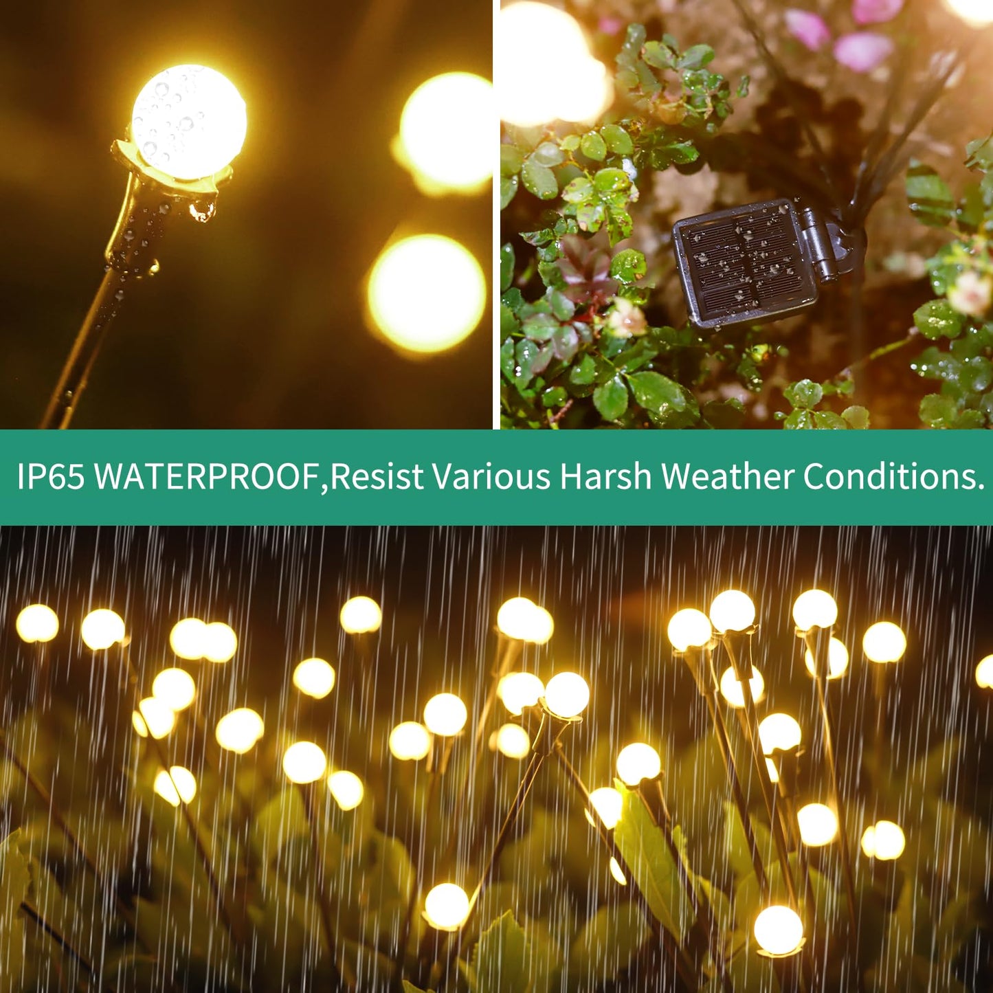 Vignuto Solar Lights Outdoor 80LED Waterproof 10 Packs Firefly Model Yellow