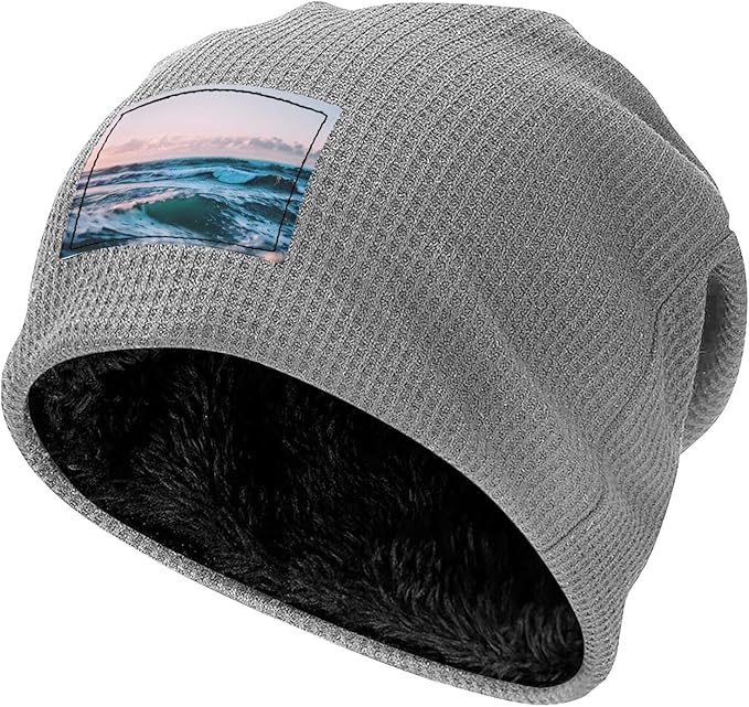 Ocean Waves Print Lightweight Waffle Pullover Hat Men Women Winter Headwear Outdoor Camping Travel