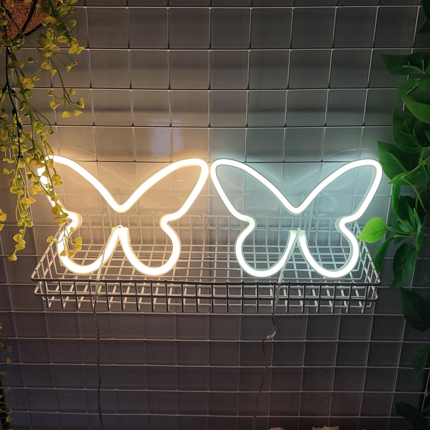 Jywj Butterfly Neon Sign - Usb & 3-Aa Battery Powered Led Light - Warm Plastic Table Decor For Girls Bedroom & Kids Birthday Gift