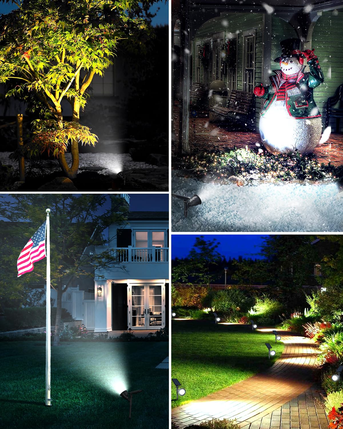 Dbf Solar Outdoor Lights - 600Lm Waterproof Led Spotlights, 2 Pack, 18 Led, Cool White For Garden, Yard, Patio, Driveway, Garage, Pool