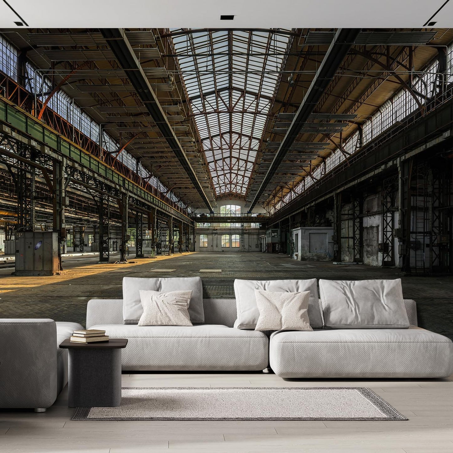 wall26 Wall Sticker/Wall Mural Industrial Interior of an Old Factory Building, Not Peel and Stick, Non-Woven Wallpaper Decorative for Bedroom, Living Room, Office - 108x168 inches