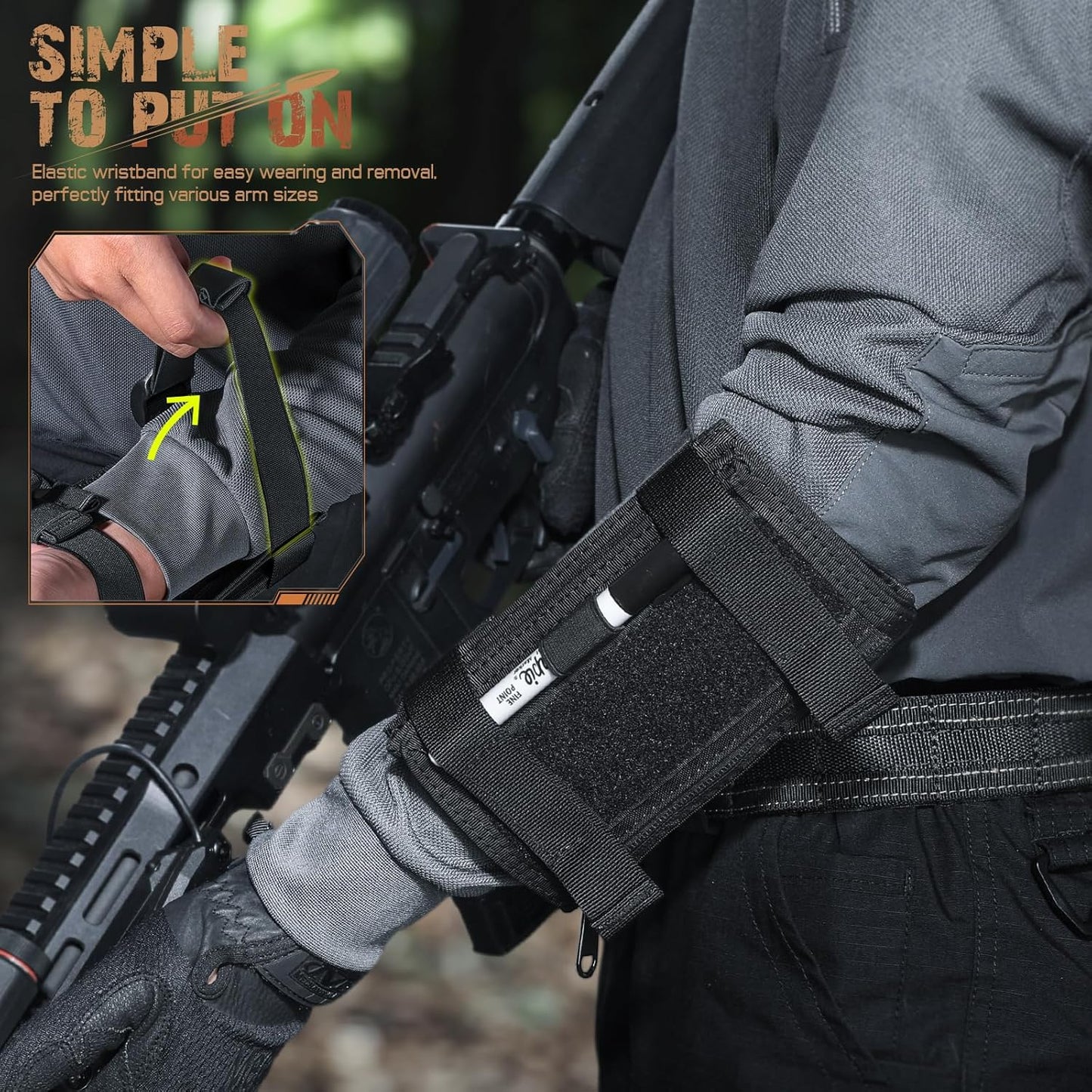 LIVANS Map Case Tactical Arm Sleeve QB Wristband Map Pouch Tactical Armband Sleeve Military Arm Wrist Pouch Document DOPE Card Holder for Shooting Rescue Field Measurement, Include Flag Patch