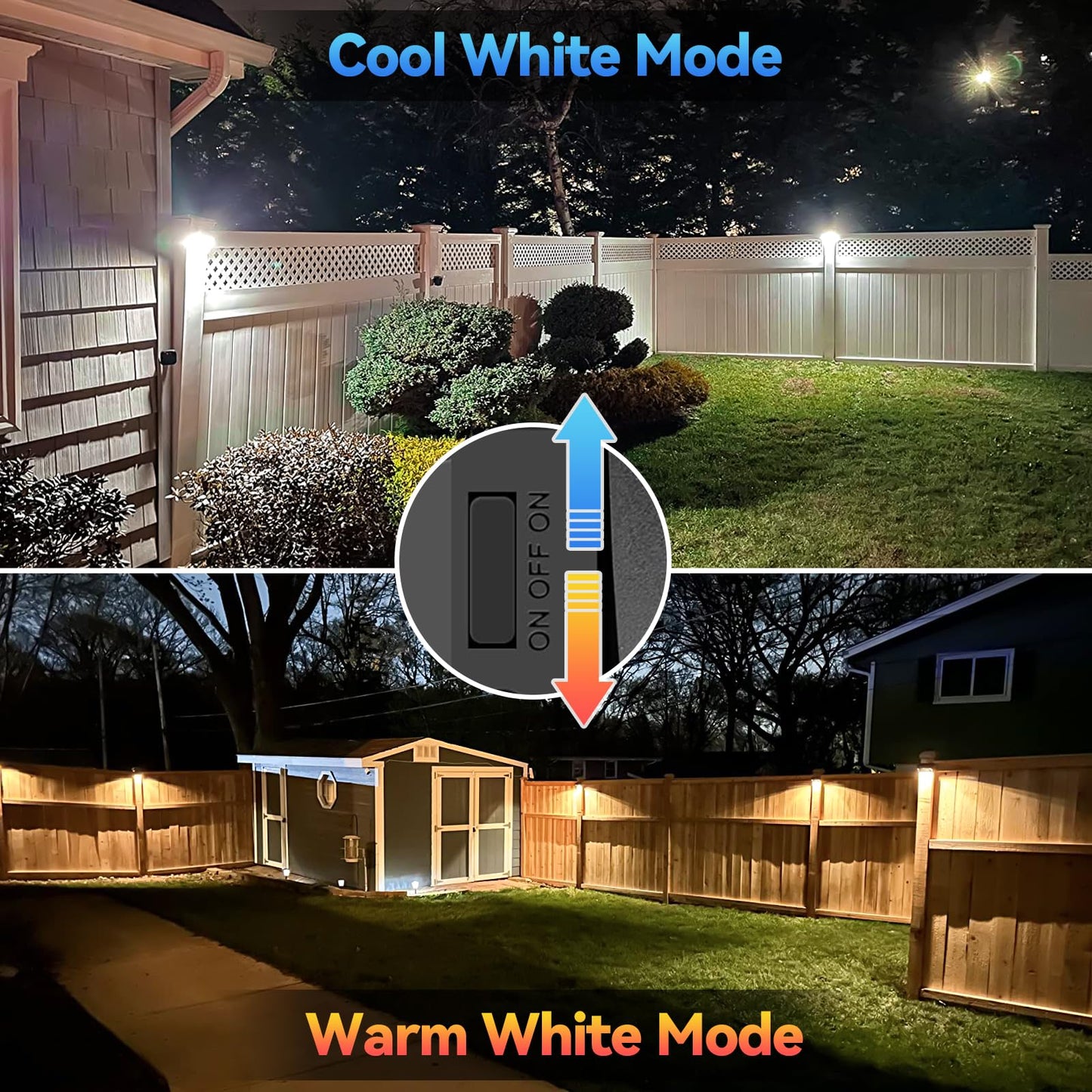 Bridika Solar Fence Lights, 12 Pack Waterproof Outdoor Wall Lights, Warm & Cool White, Plastic, Model Qs31038