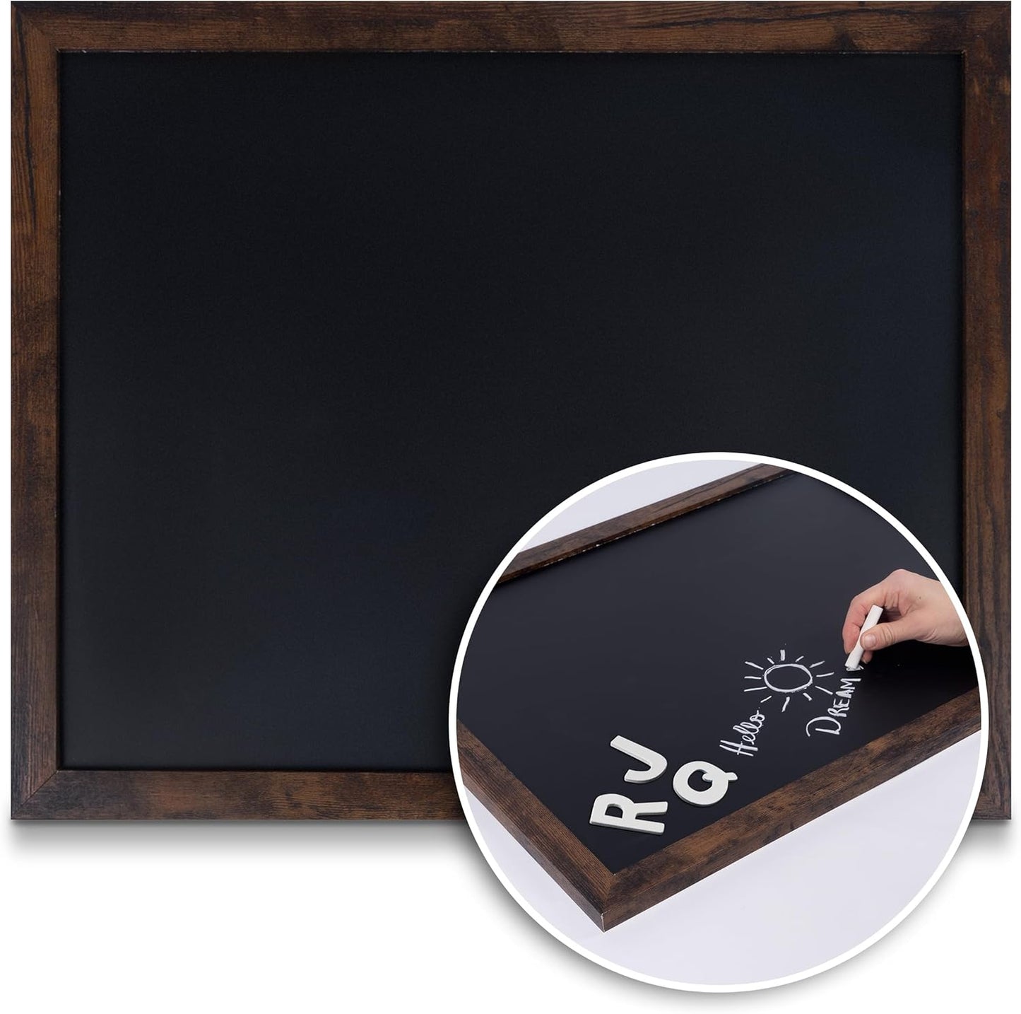 Loddie Doddie Chalkboard Calendar & Sign - 18 x 22 in. Rustic Wood Frame - Stain Resistant Surface & Magnetic Finish - Wall-Mount Chalk Board for Kitchen, Office & Kids