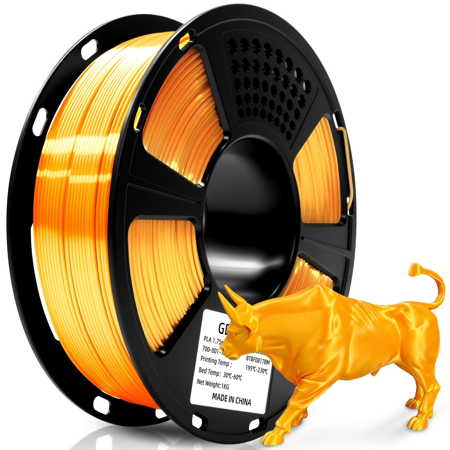 Geeetech 3D Printer Silk PLA Filament 1.75mm Light Gold, Shiny Silk Filament,1kg Spool (2.2lbs), Dimensional Accuracy +/- 0.02mm