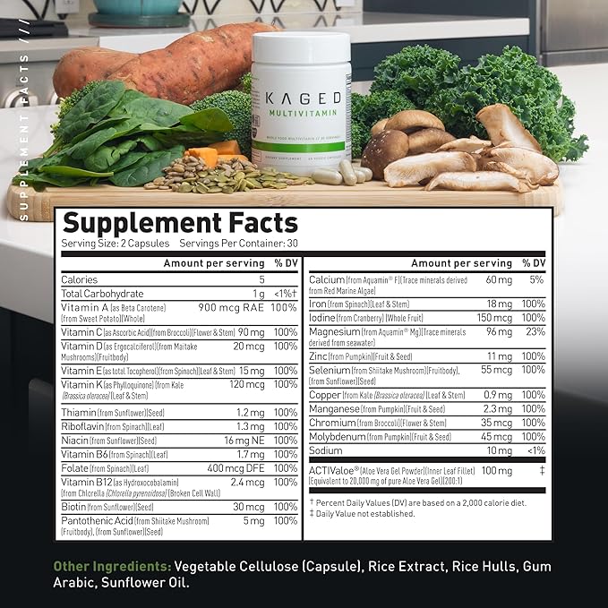 Kaged Multivitamin with Whole Foods Omega 3 Fish Oil Supplement Bundle, Daily Health & Wellness Pack, 60 Servings Multivitamin + 60 Pills Omega 3