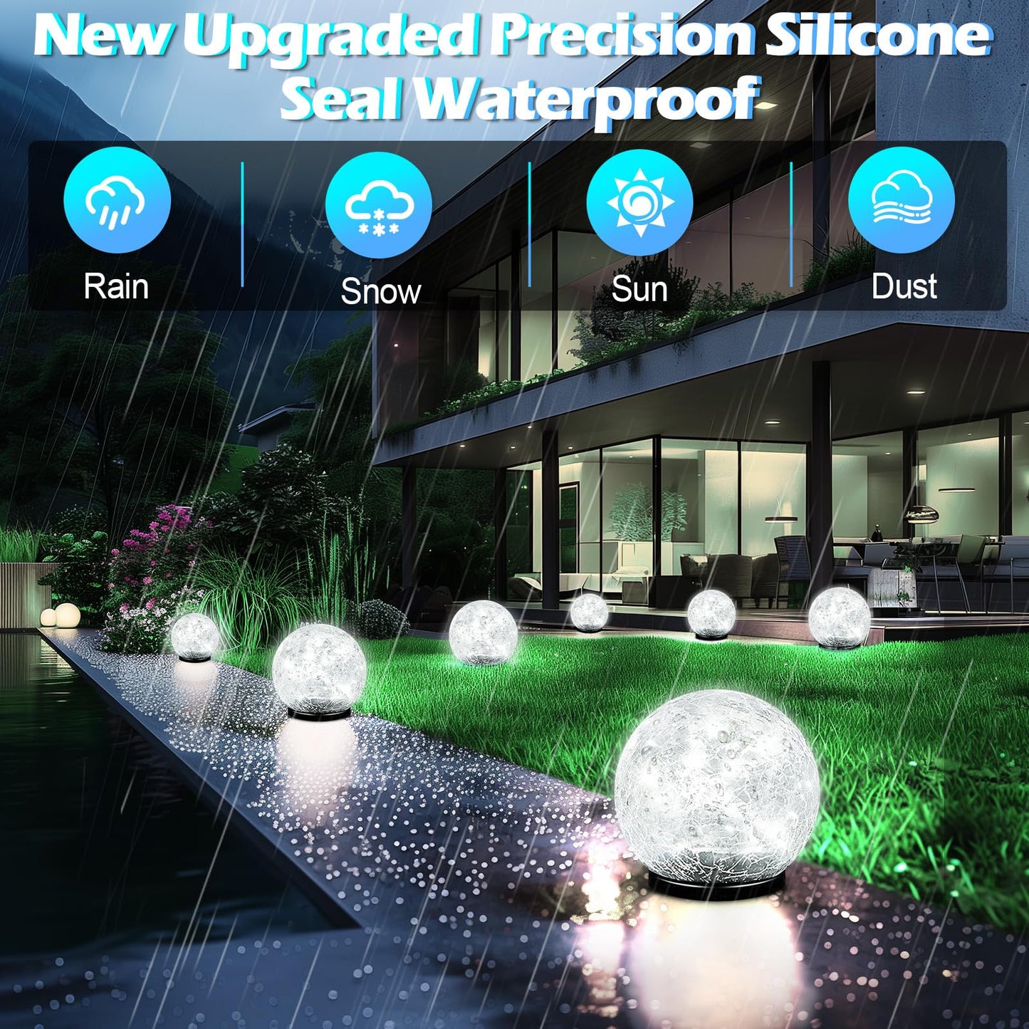 Coroor Garden Solar Ball Lights - 50 Led  ed Glass Globe, Waterproof, 4.7 White, 2 Pack For Outdoor Pathway & Lawn Decor