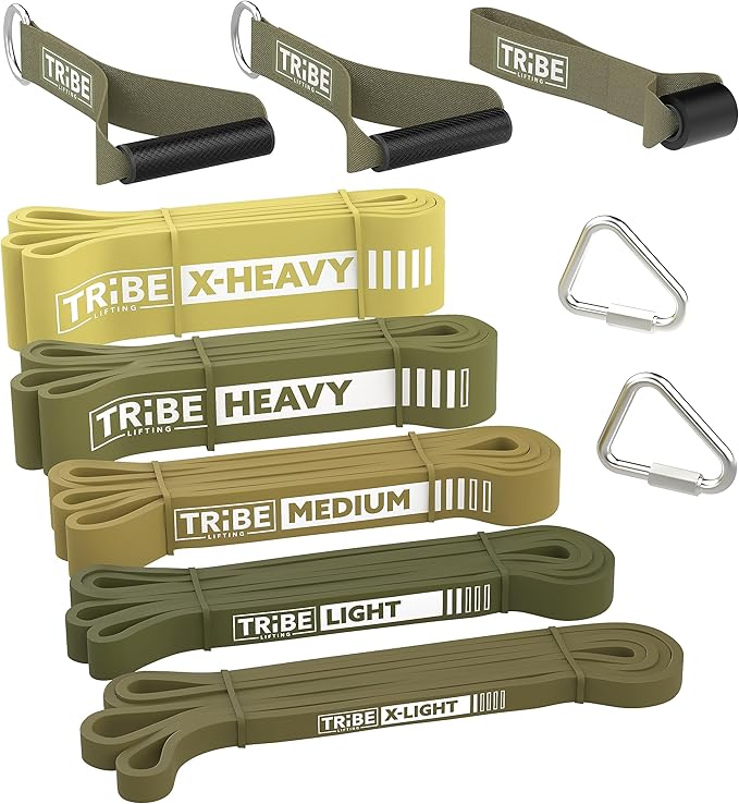 Long Resistance Bands for Working Out Men and Women - Set of 5 Pull-Up Bands, Rubber Handles and Door Anchor - Workout Ban...