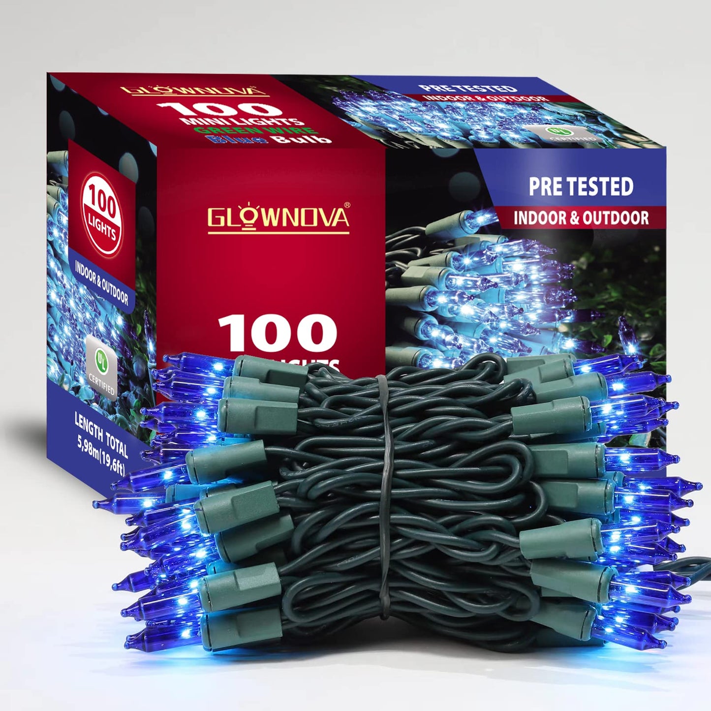Glownova Green Wire Blue Incandescent Bulb 100 Mini String Lights For Indoor Christmas Tree Garland Birthday Wedding Party Festival Decoration