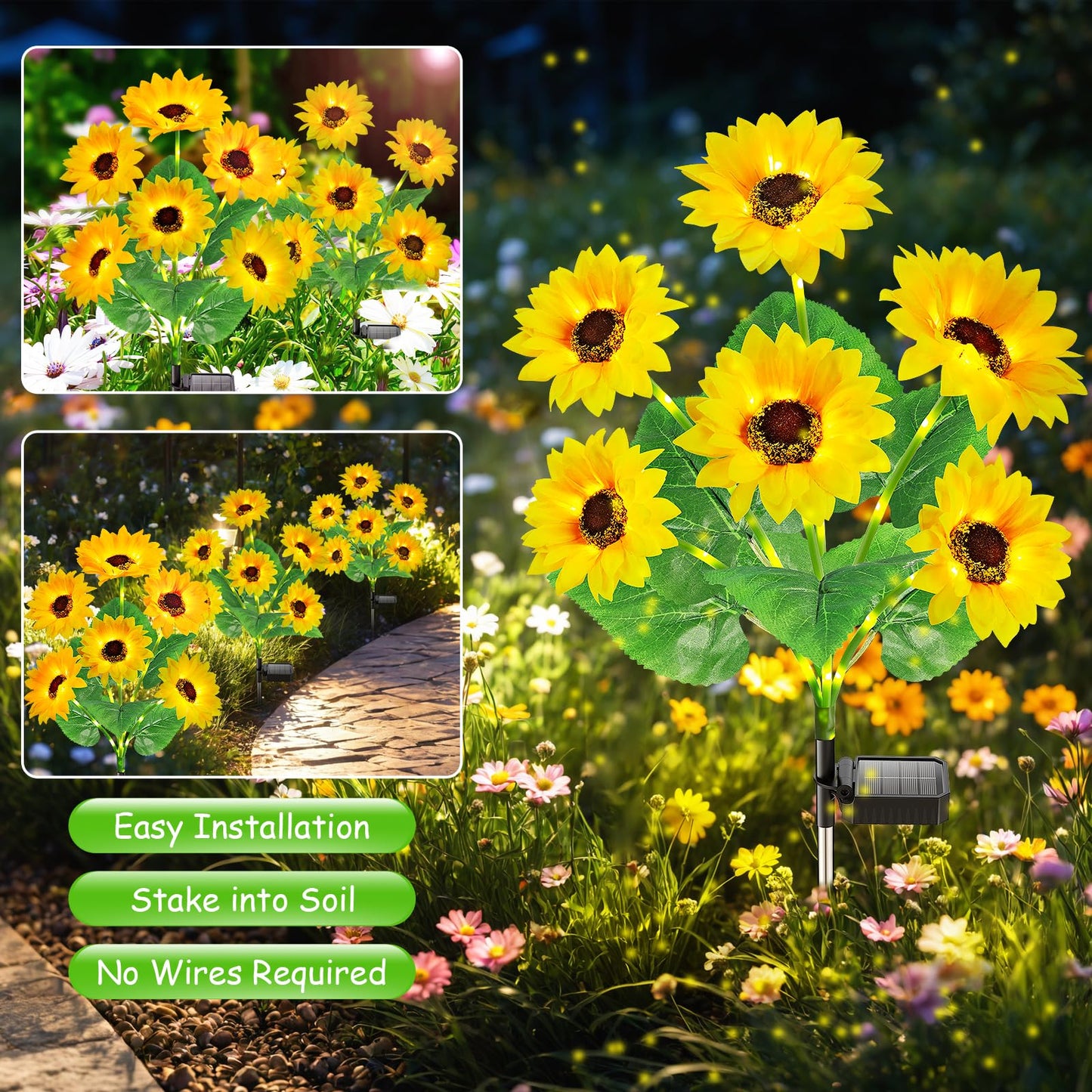 Solar Lights Outdoor Garden Decor  Upgraded 6 Pack With 36 Sunflowers  Auto On/Off Solar Flowers  Waterproof Garden Lights For Yard Patio  Gift For Mother