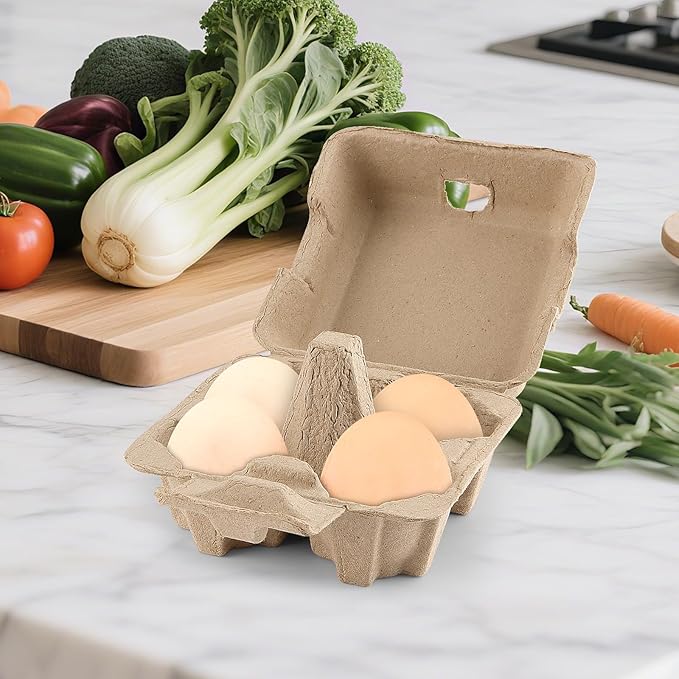 40 Pack Empty Egg Cartons Bulk, 4 Count Pulp Fiber Egg Tray Holder Eggs Storage Containers for Family, Farm,Market