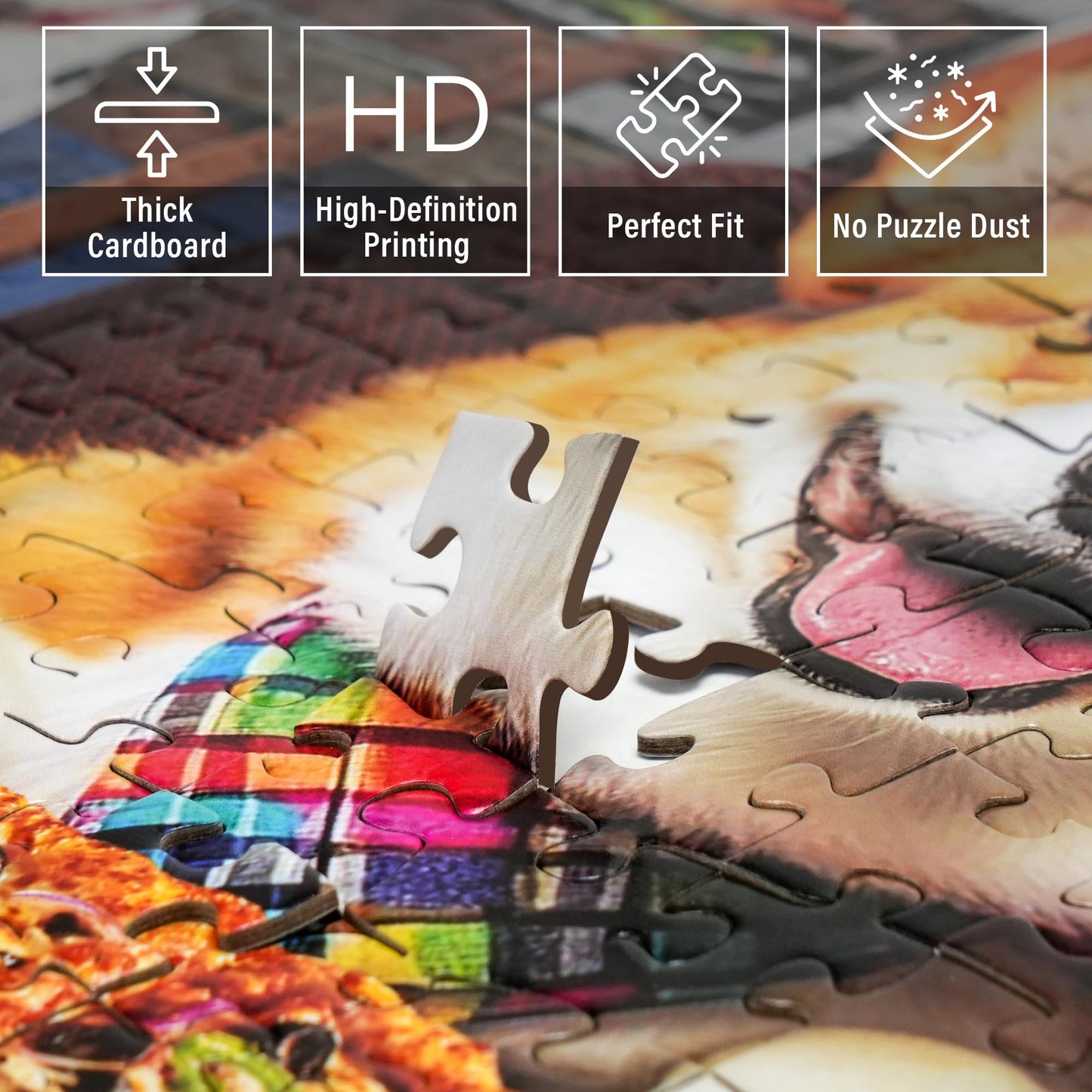 BenBen Puzzles for Adults 500 Pieces, Dogs' Dinner Party, Dog Jigsaw Puzzle with Letters on Back, Funny Animal Puzzle, Challenging Puzzles for Family Game Night, Home Décor