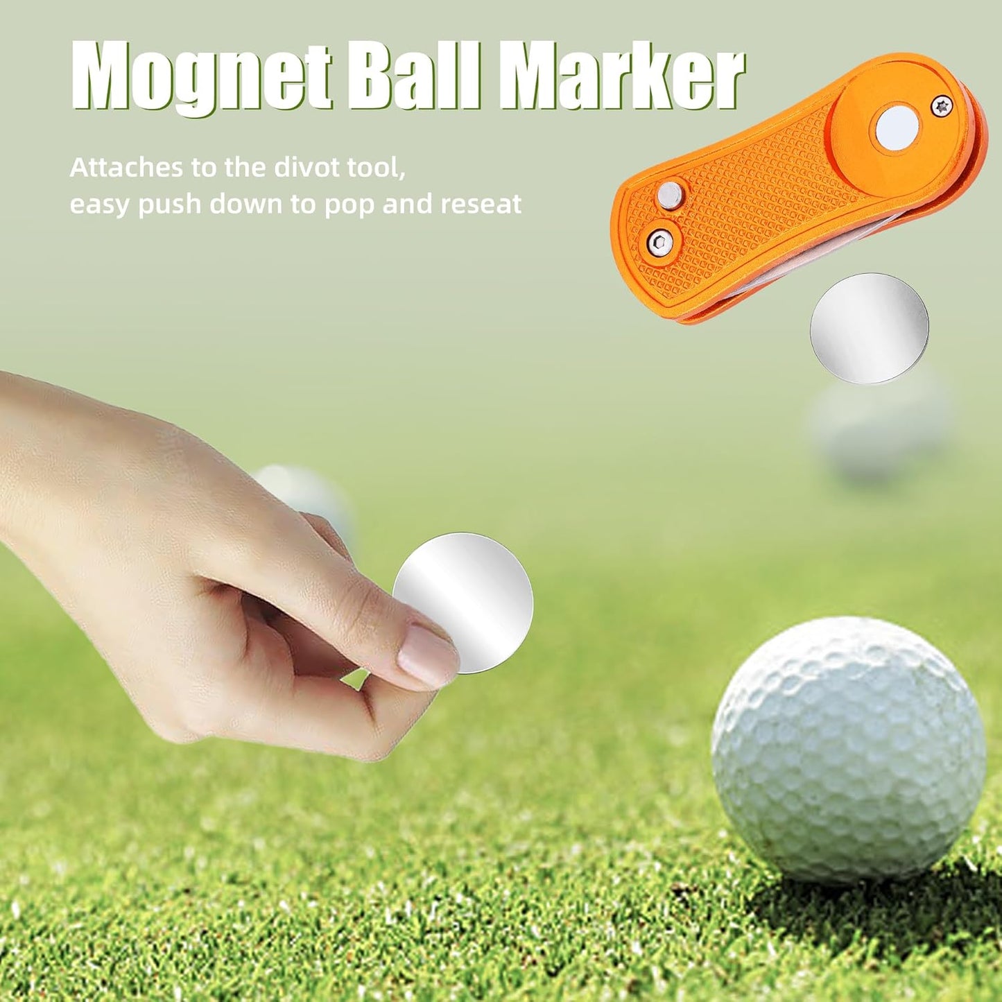 Mile High Life Golf Divot Repair Tool, All Metal Foldable Divot Tool with Pop-up Button & Magnetic Ball Marker