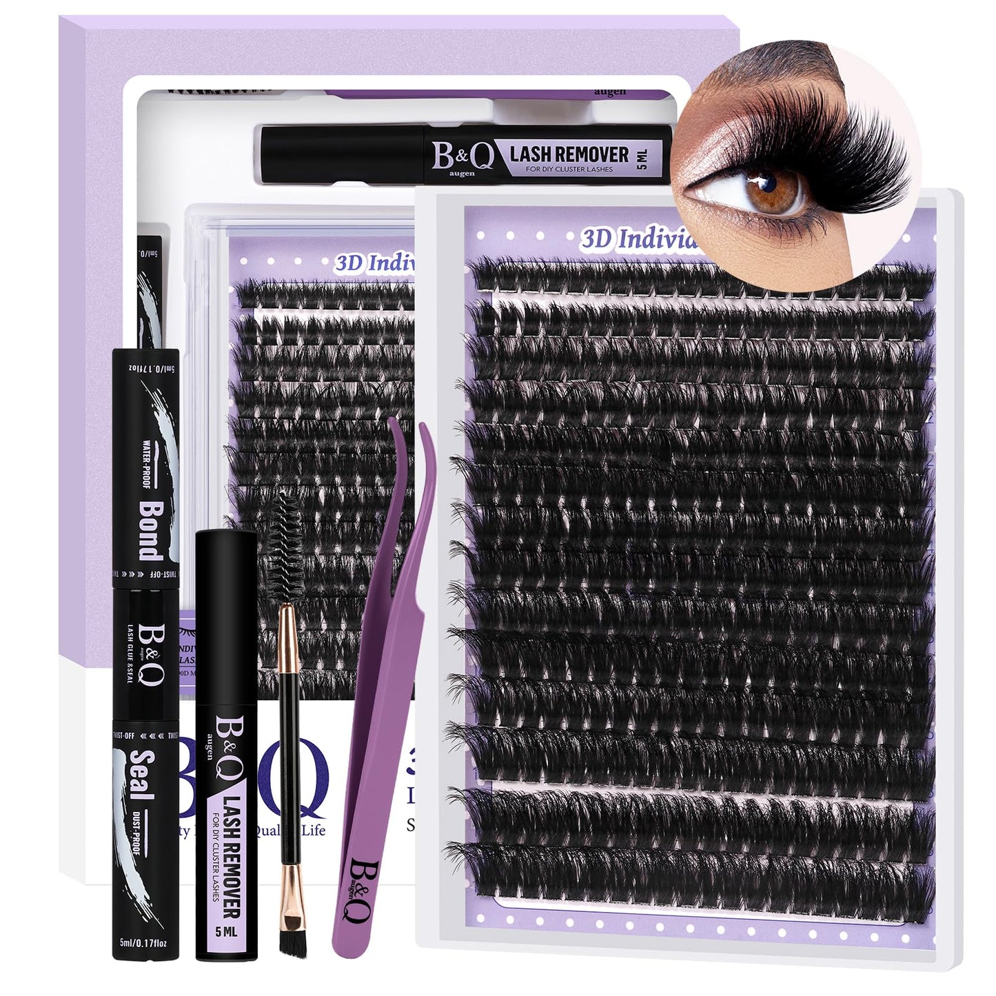 Lash Extension Kit 3D Thick Lash Clusters Kit 280pcs Eyelash Extension Kit 10-18mm 100D D Curl DIY Lash Extension Kit with Lash