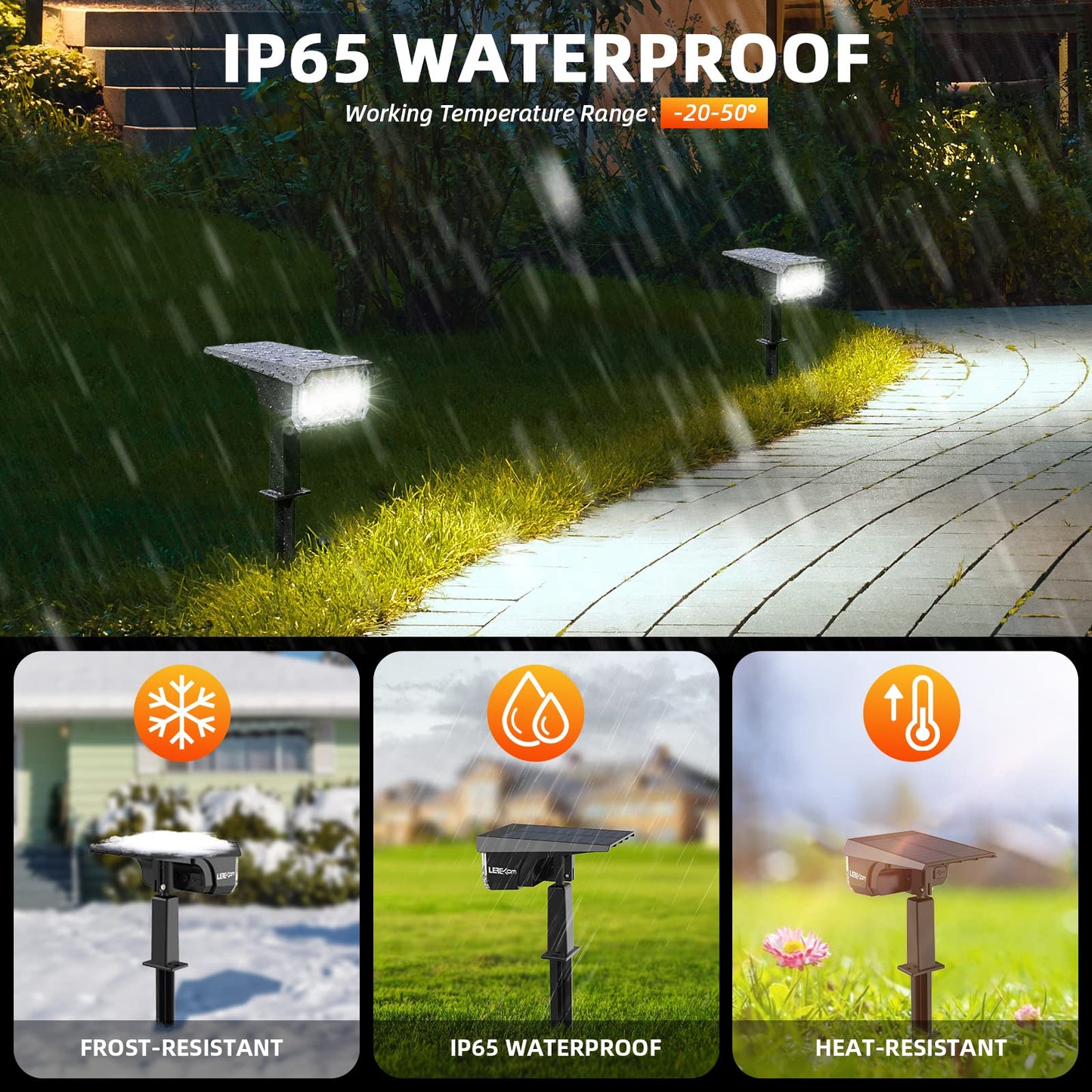 LEREKAM Solar Spot Lights, 40 LED Landscape Lighting, IP65 Waterproof, 360 Adjustable, 10 Pack, Cool White