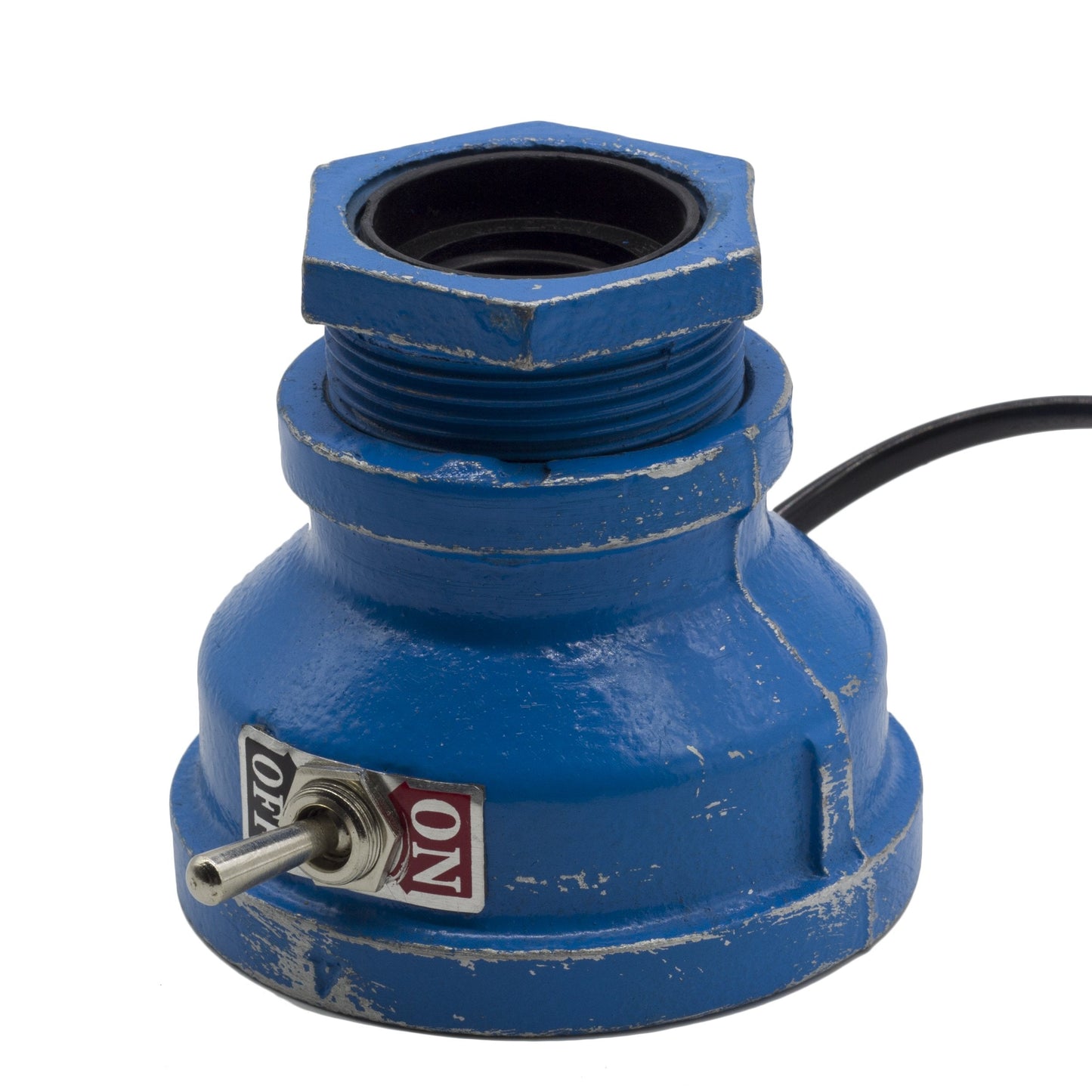 Y-Nut Loft Style Lamp, Blue Steampunk Industrial Design, Metal, Model QTF-T01-BLUE, Dimmable Water Pipe Table Light