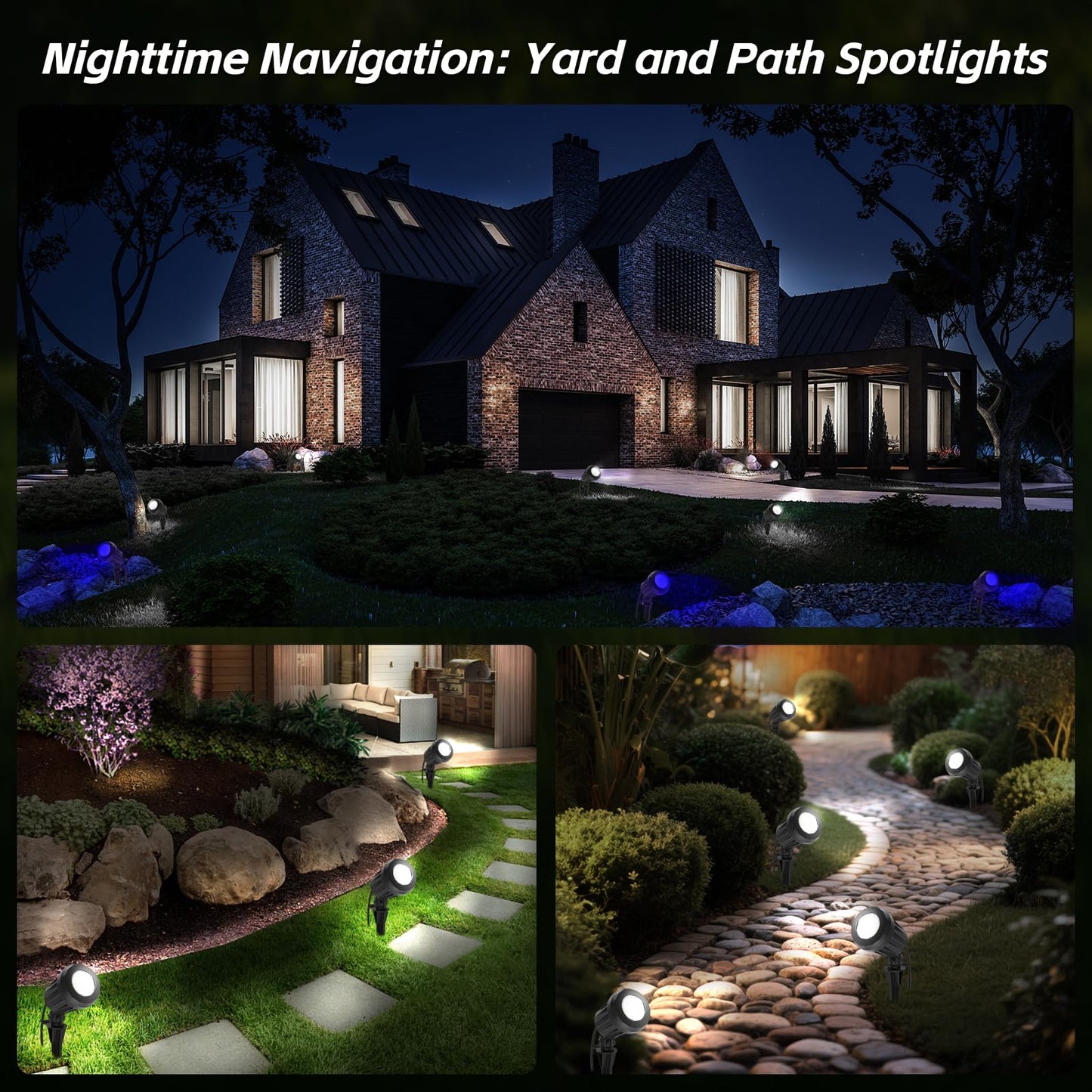 Holeva Halloween & Christmas Outdoor Spotlight  6500K Cool White Led Landscape Lighting With 4 Lenses (Rgb Purple)  Ip67 Waterproof  120V Plug-In For Yard  Garden Tree Holiday Decor(4 Pack  Black)