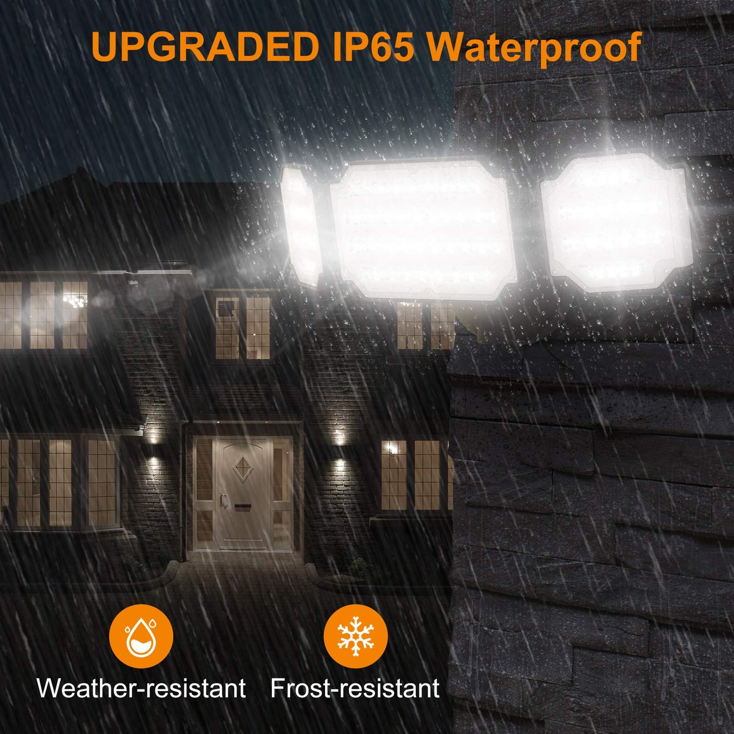 LEPOWER 45W LED Flood Light, 4500LM, 5000K, IP65 Waterproof, 3 Adjustable Heads, Brown, Model YY07D-BR