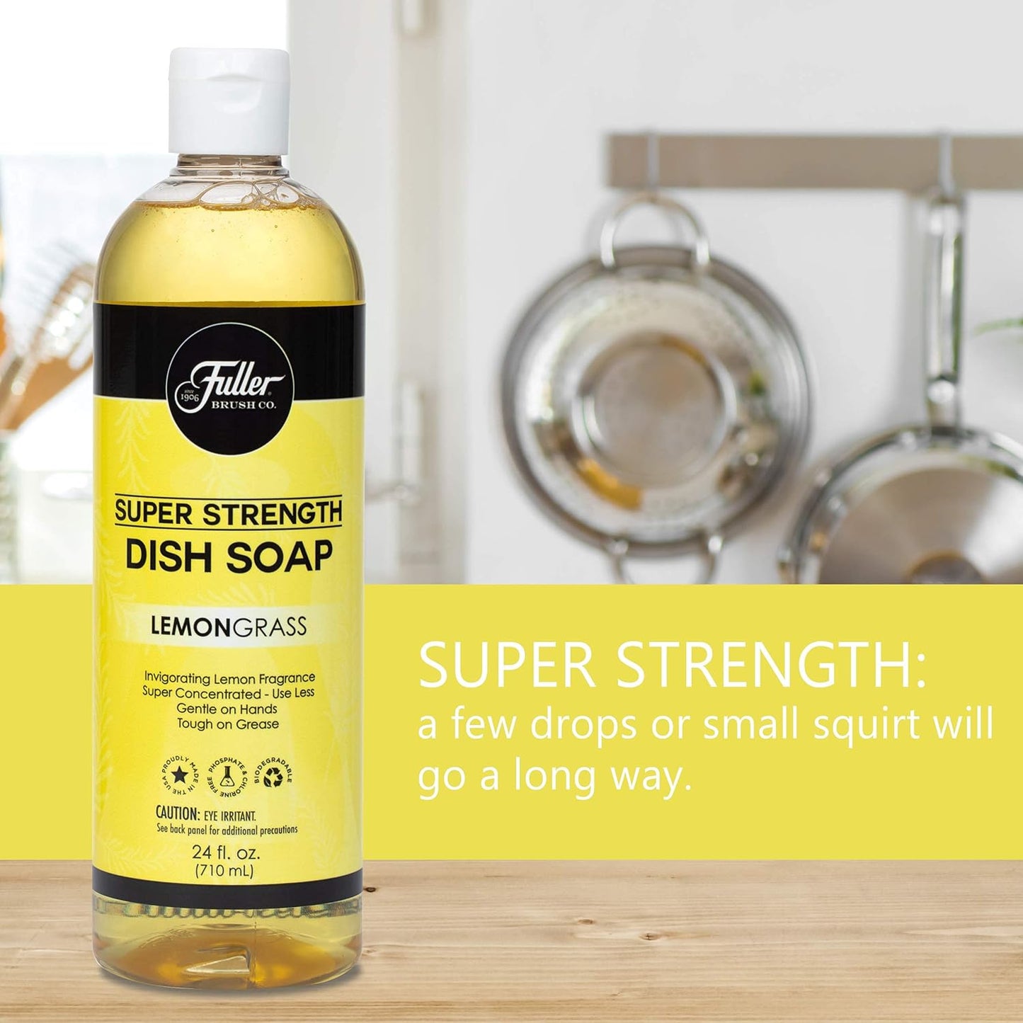 Fuller Brush Super Strength Dish Soap ? Economical ? Use Much Less ? For Dishes, Glasses, Silverware, Utensils, Pots, Pans, Countertops, Tables ? Invigorating Fragrance (Lemongrass)