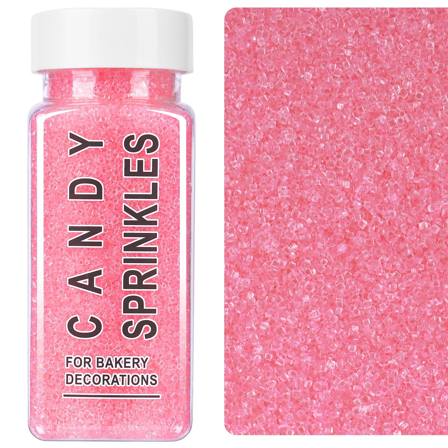 Pink Sprinkles, Light Pink Sanding Sugar Crystals, 4.6 oz Edible Sparkling Sugar for Baking Topping, Cupcakes, Cookies, Ice Crea