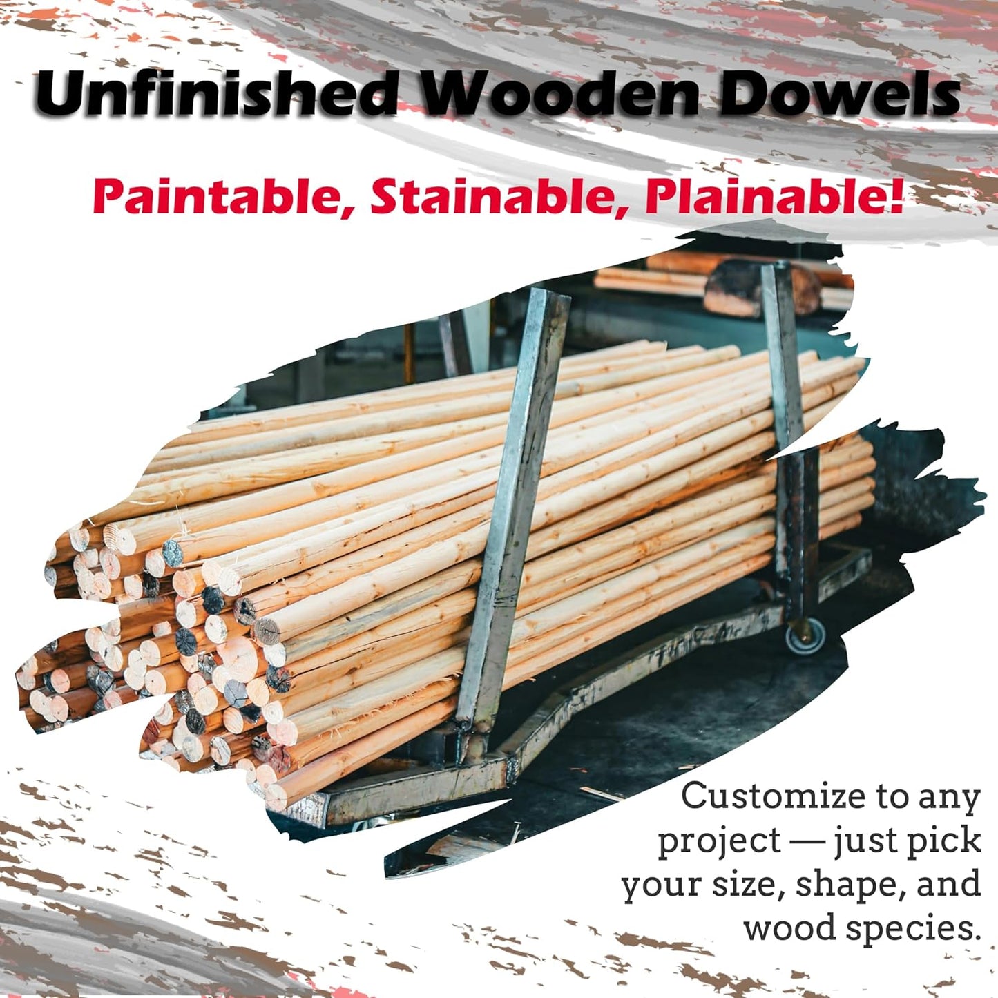 Hardwood Round Dowels (1" x 36", Pack of 6) | Variety of Diameters & Wood Species | Unfinished Wooden Dowel Rods for Crafts & DIY Home Projects | Curtain Rod, Macrame Supplies, Moulding Trim, Flagpole