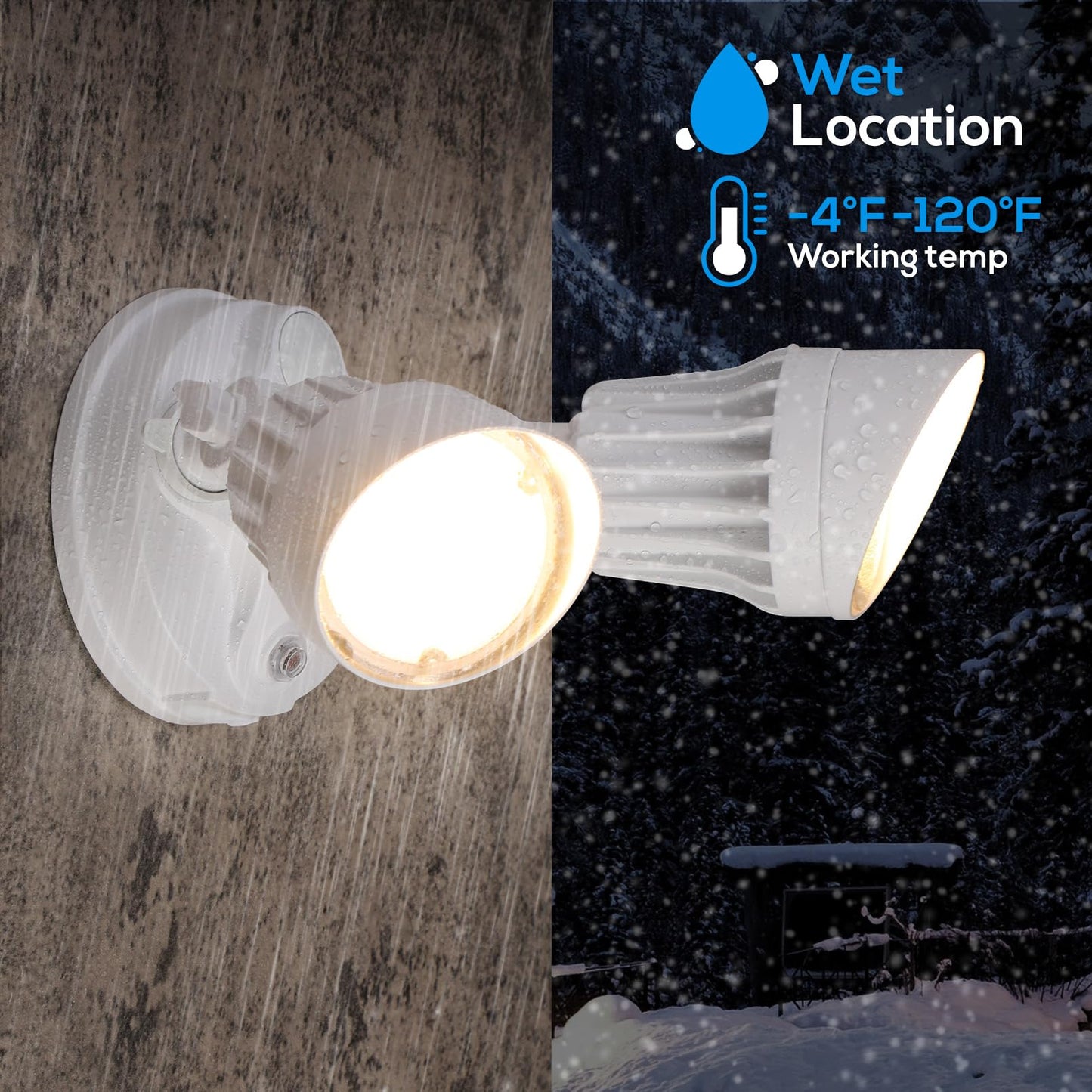 Leonlite Dual-Head Led Security Light, 3Cct Dusk To Dawn, 25W (200W Equivalent), Aluminum, White, Model 13200