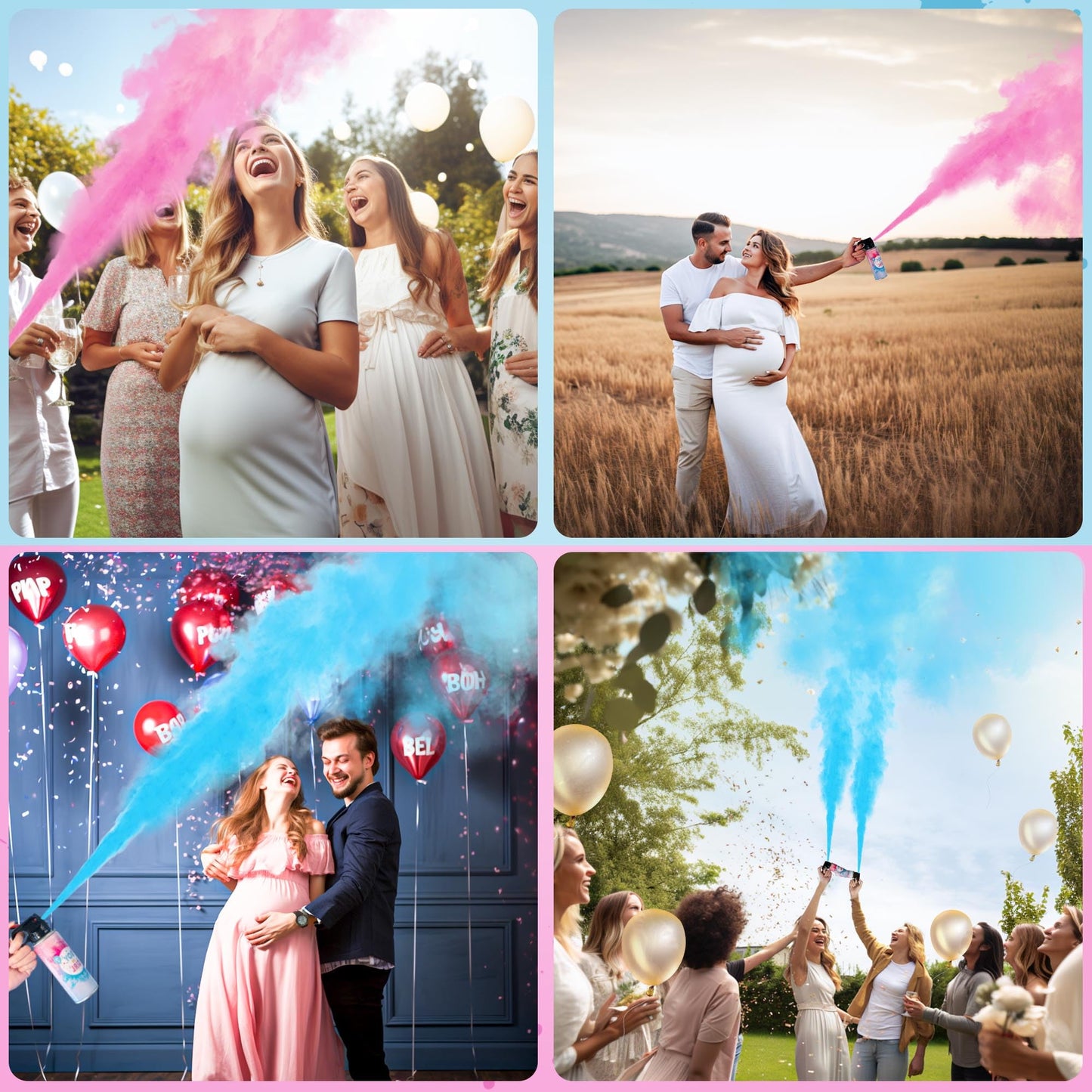 POPUPARTY Gender Reveal Fire Extinguisher Color Blasters, 1 Pink Blaster, 1 Blue Blaster for Baby Boy or Girl Gender Reveal Party