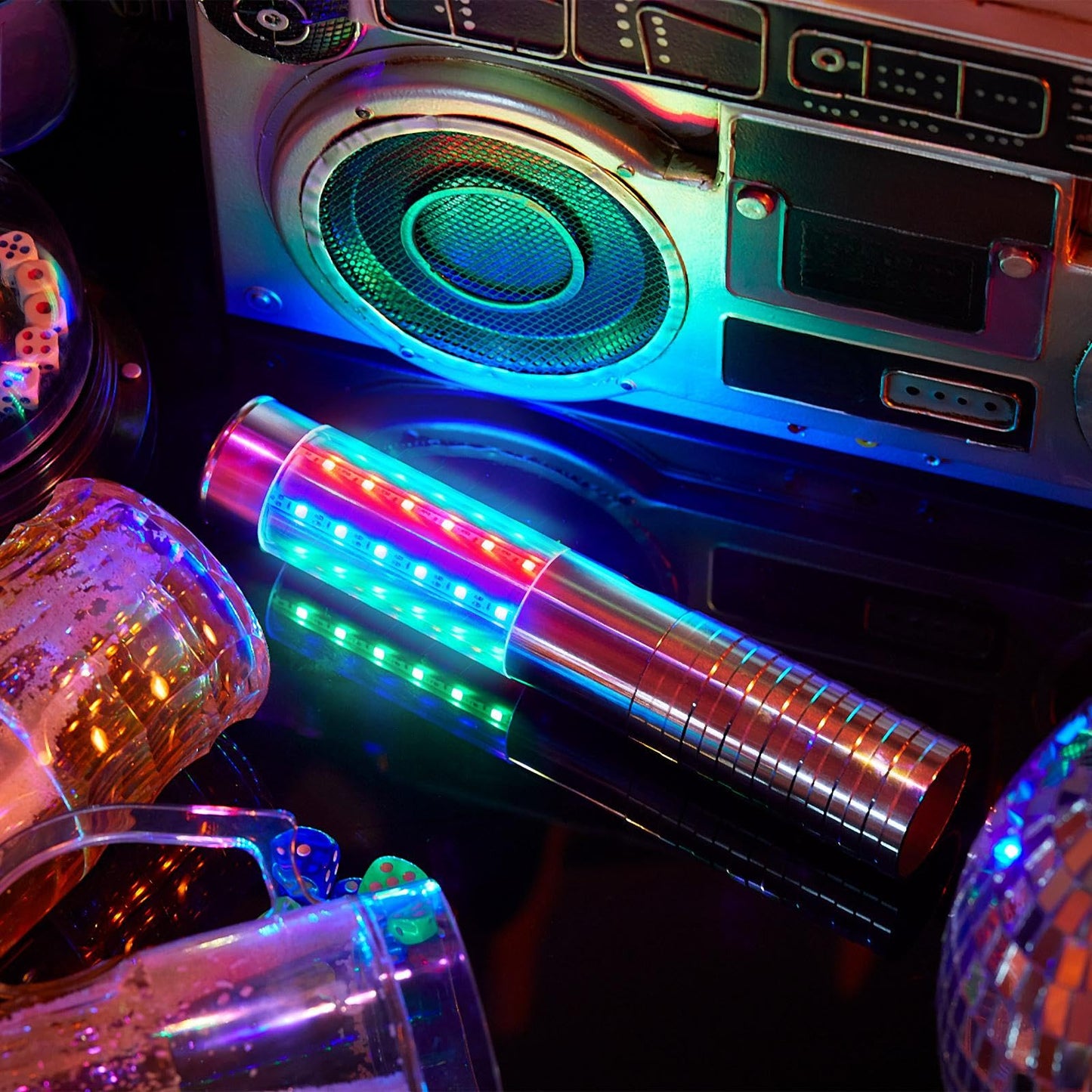 Civaner Upgrade 4 Pcs Bottle Service Lights LED Strobe Baton Bottle Girl Lights Rechargeable Handheld Flashing Club Signs for Birthday Wedding Party(Silver Colorful Light)