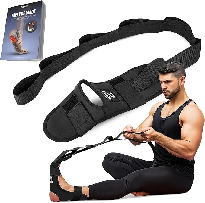 DMoose Fitness Foot & Calf Stretcher with Adjustable Padded Stretching Strap for Plantar Fasciitis, Hamstring, Heel Spurs ...