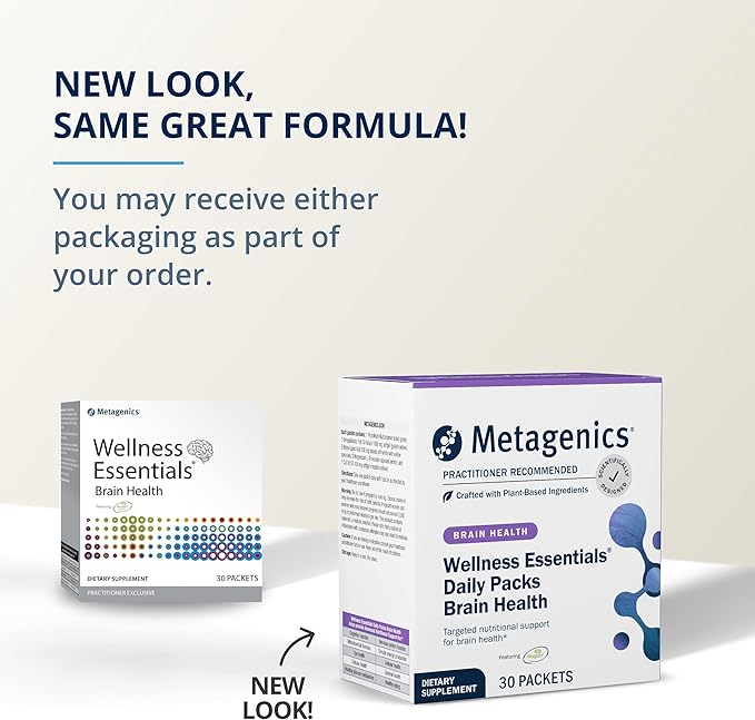 Metagenics Wellness Essentials Brain Health Daily Packs - Comprehensive Brain Support* - with Alpha Lipoic Acid, Biotin, DHA, Folate & More - Gluten-Free - 30 Packets