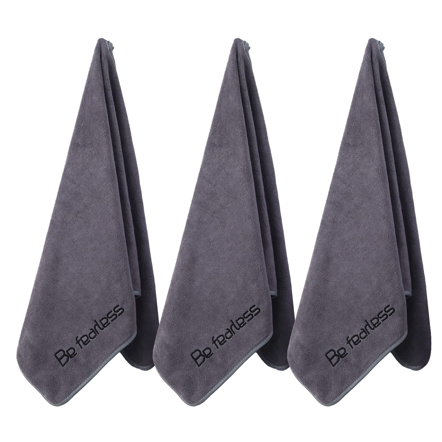 Wuwahold Microfiber Gym Towels Bigger Size Super Soft for Exercise Fitness, Sports, Workout, 380-GSM 15-Inch x 31-Inch Quick-Drying Towels (3 Pack, Grey)