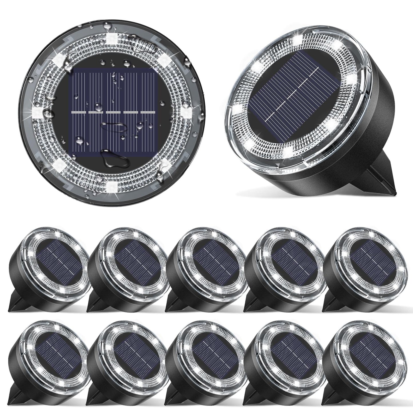 Vighep Mini Solar Ground Lights  12 Pack Solar Lights Outdoor Waterproof  Upgraded Led Flat Landscape Lighting For Outside Pathway Garden Patio Yard Driveway Cold White