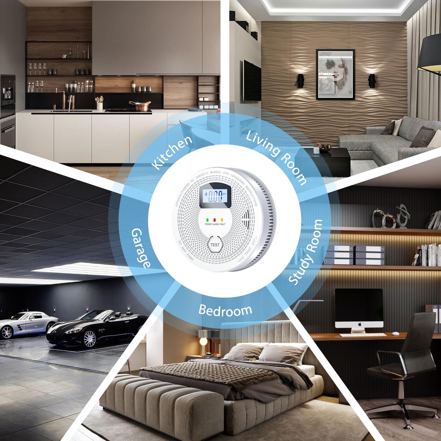 Smoke Detector and Carbon Monoxide Detector Combo with LED Indicators, 2 in 1 CO & Smoke Alarm, Battery Operated Smoke and Carbon Monoxide detectors 6-Pack