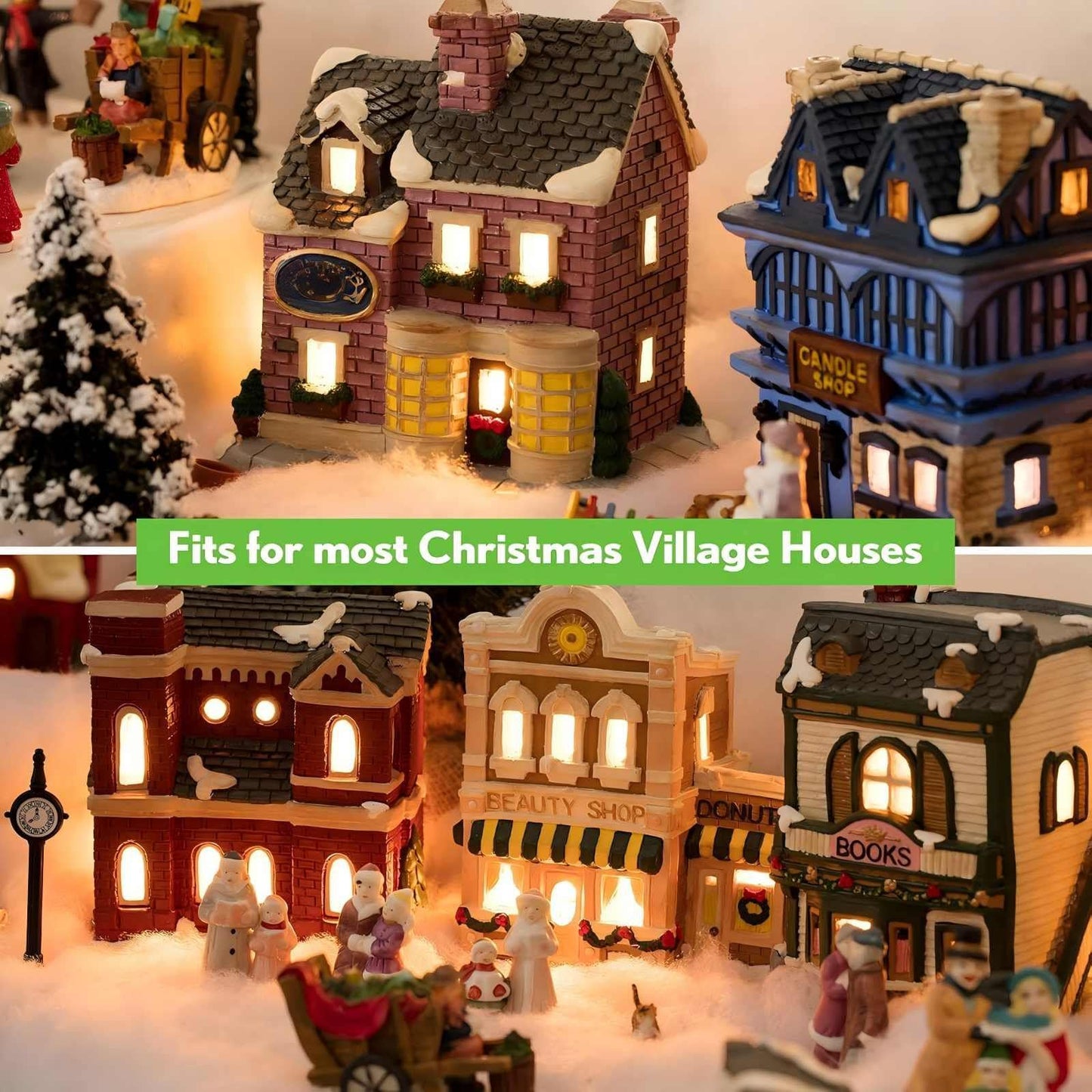 Hiboom 4-Piece Accessory Cord with LED Light Bulb, 6Ft Christmas Village Lights, On/Off Switch, White Plastic