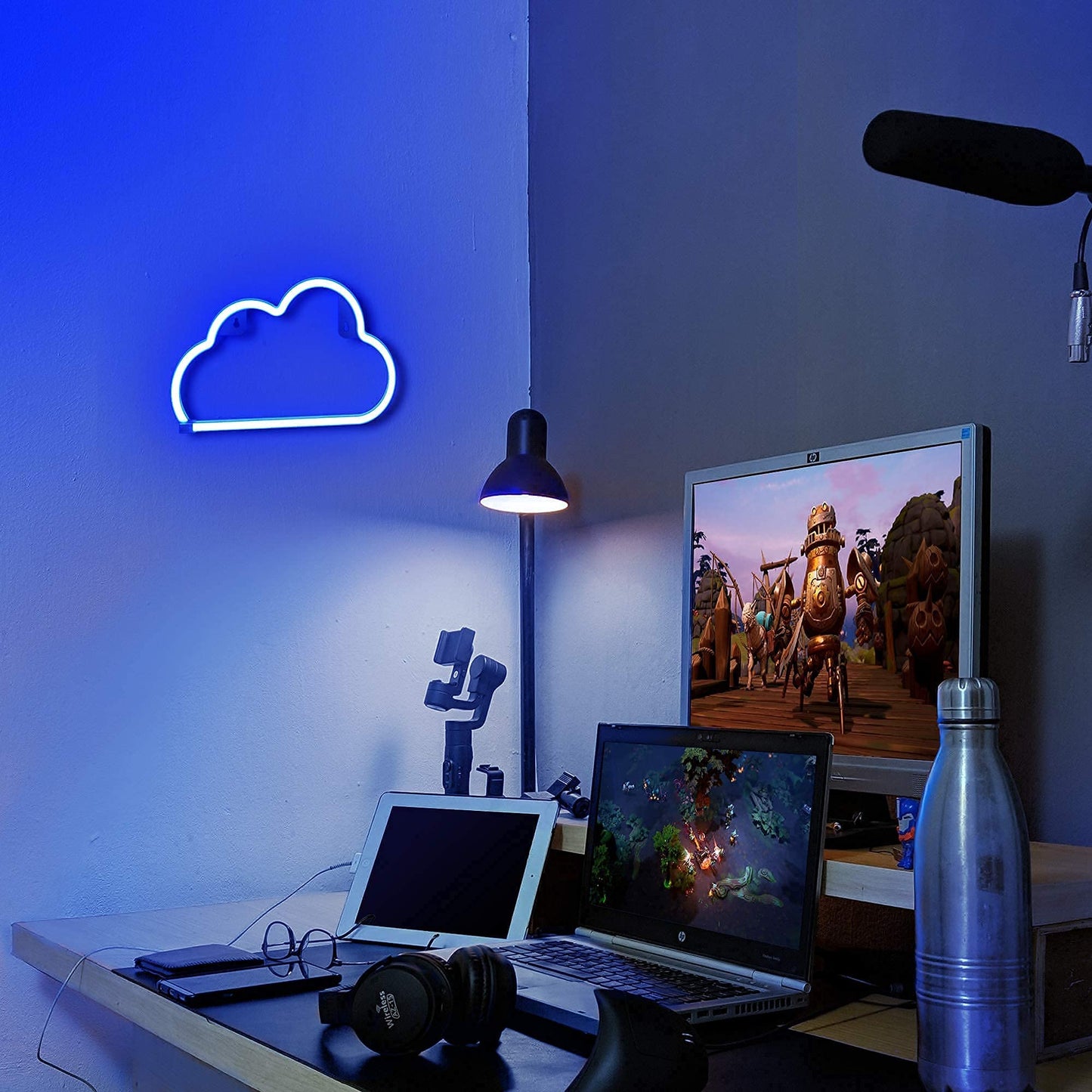 Lumoonosity Cloud Neon Sign - Usb Powered Blue Led Light For Wall Decor, Aesthetic Bedroom & Gaming Room - Model Nscloud