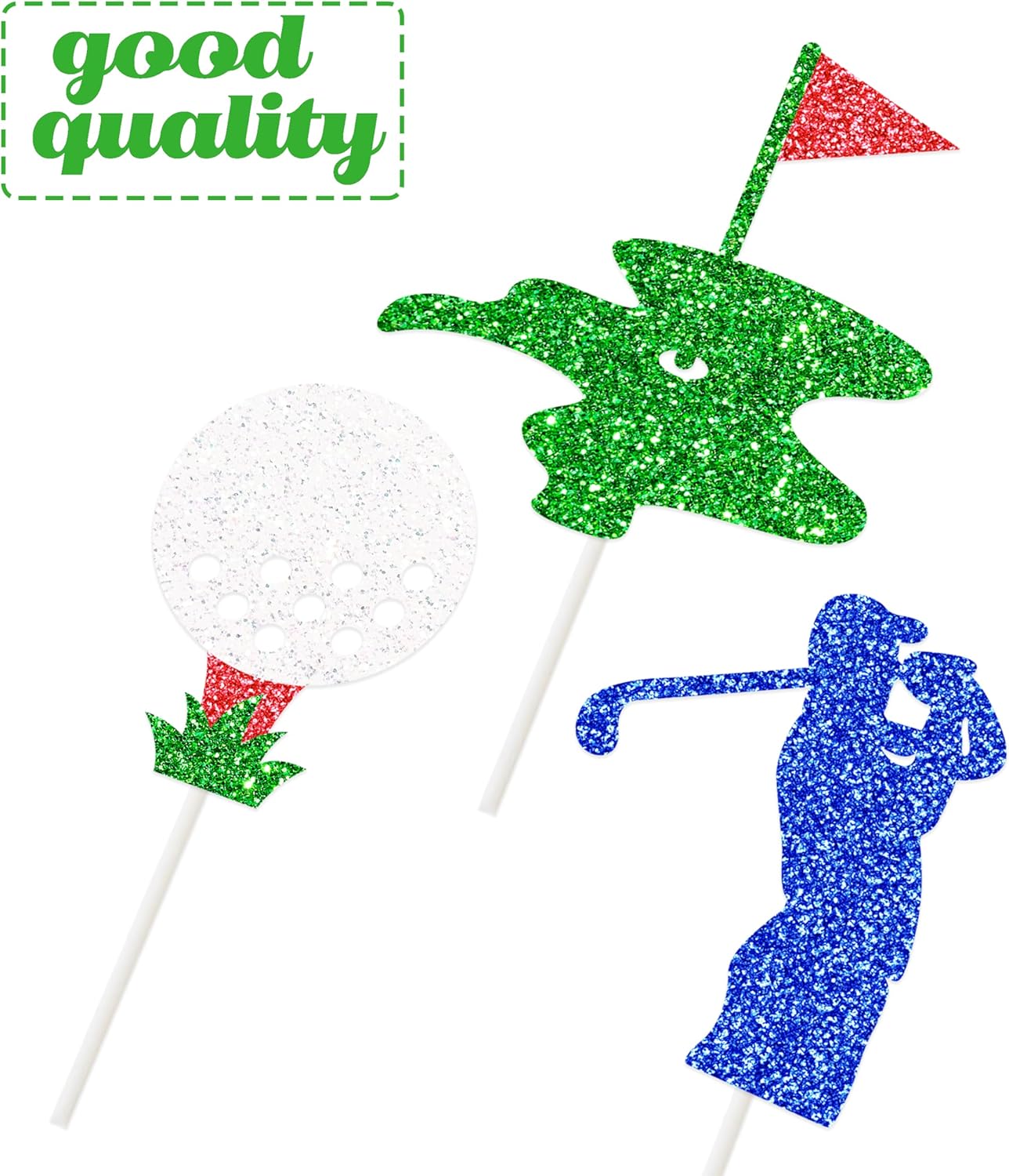24pcs Golf Party Cupcake Toppers Golf Ball Cupcake Toppers Sticks Golf Birthday Party Decorations Sports Golf Theme Cake Picks for Golf Let's Partee Party Baby Shower Supplies
